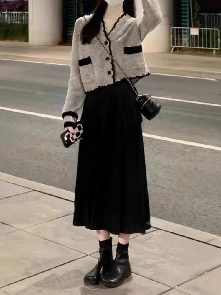 Áo len dệt kim kiểu Pháp La Chapelle dành cho nữ, áo cardigan cổ chữ V mới mùa xuân thu 2025.