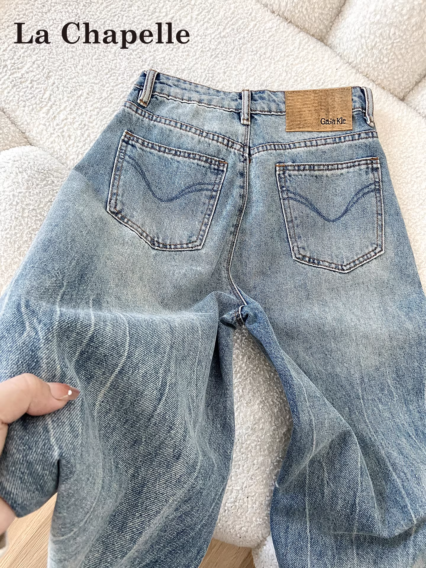 Quần jeans ống rộng kiểu Mỹ La Chapelle dành cho nữ, mẫu mới thu đông 2025, thiết kế lưng cao, dáng rộng, ống thẳng