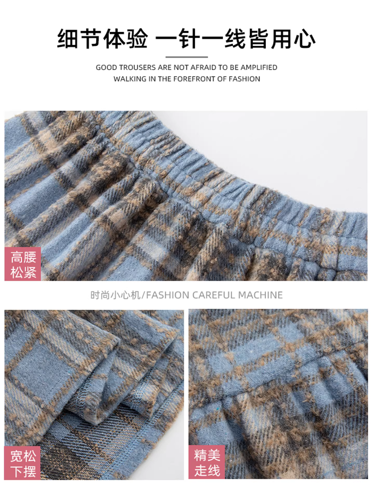 Váy len kẻ đỏ La Chapelle dành cho nữ, mẫu mới thu đông 2025, cạp cao, dáng chữ A, dài trung bình, xếp tầng