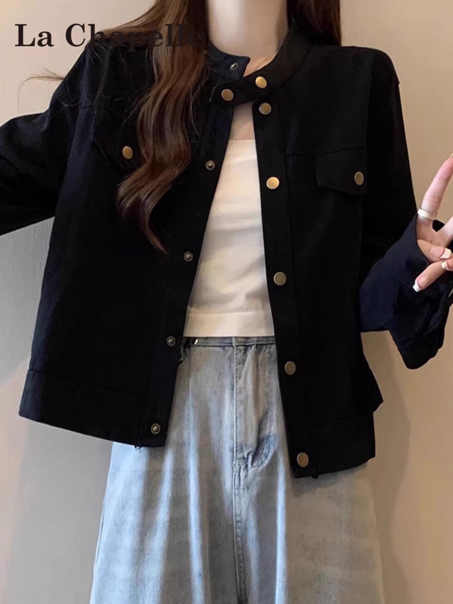 Áo khoác ngắn tay La Chapelle dành cho nữ, mùa thu đông 2025, kiểu dáng cổ điển mới, áo khoác ngoài đa năng dành cho người nhỏ nhắn.