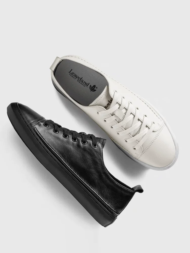 Giày nam Maple Leaf mùa thu Giày da thông thường thoáng khí Giày da thật Giày đế mềm Giày nam màu đen Giày thể thao màu đen mới Đa năng