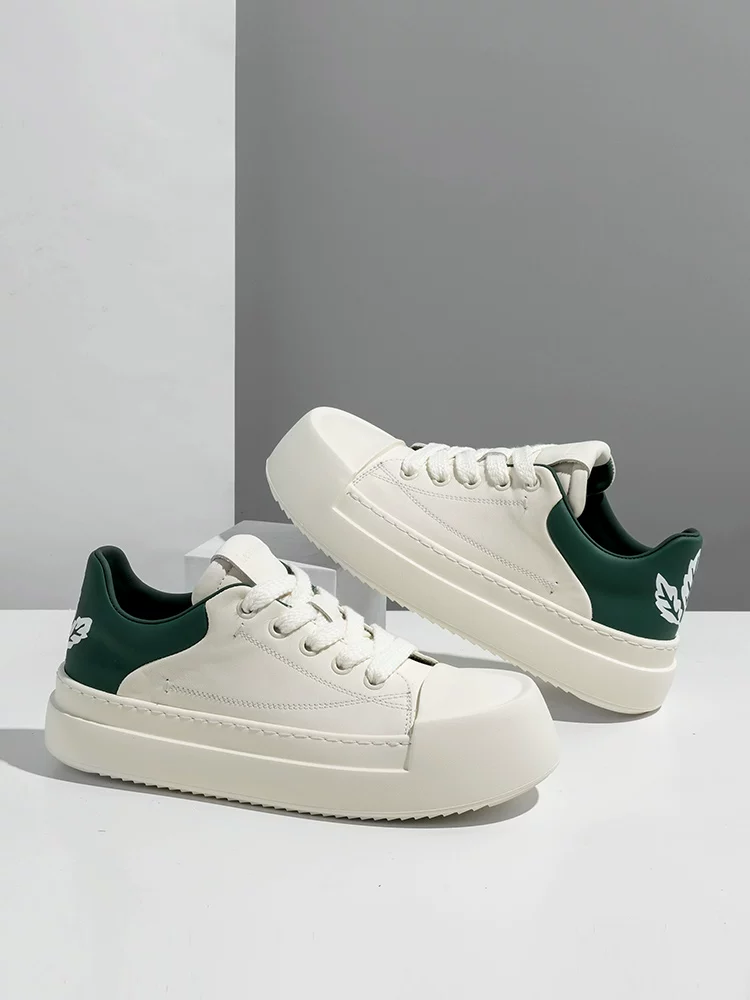 Giày nam Maple Leaf 2025 kiểu mới giày trắng nam đế dày tăng chiều cao giày thể thao da thật thoáng khí giày thường ngày giày nam thời trang