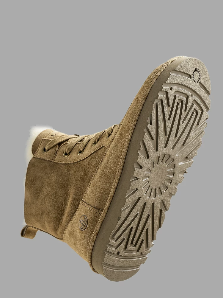 Giày nam Maple Leaf Giày cotton cổ cao mùa đông Giày bốt tích hợp da và len dành cho nam Giày bốt đi tuyết ấm áp lót lông cừu Đông Bắc Giày len nữ