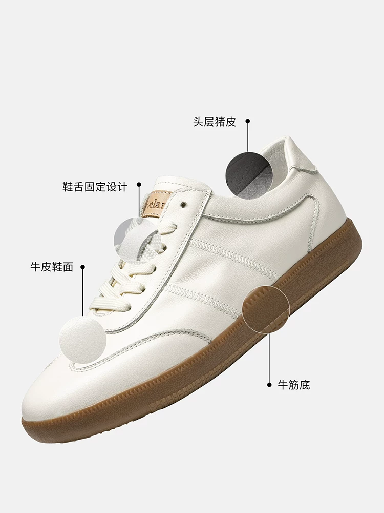 Giày thể thao nam da thật Maple Leaf Giày mùa đông đa năng màu trắng Đế mềm Giày tập luyện mới của Đức Giày nam thông thường hợp thời trang