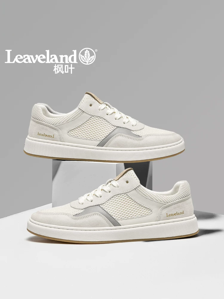 Giày nam Maple Leaf Giày thể thao lưới thoáng khí Giày thể thao nam cổ thấp hợp thời trang Giày lưới đa năng Giày nam thông thường màu trắng