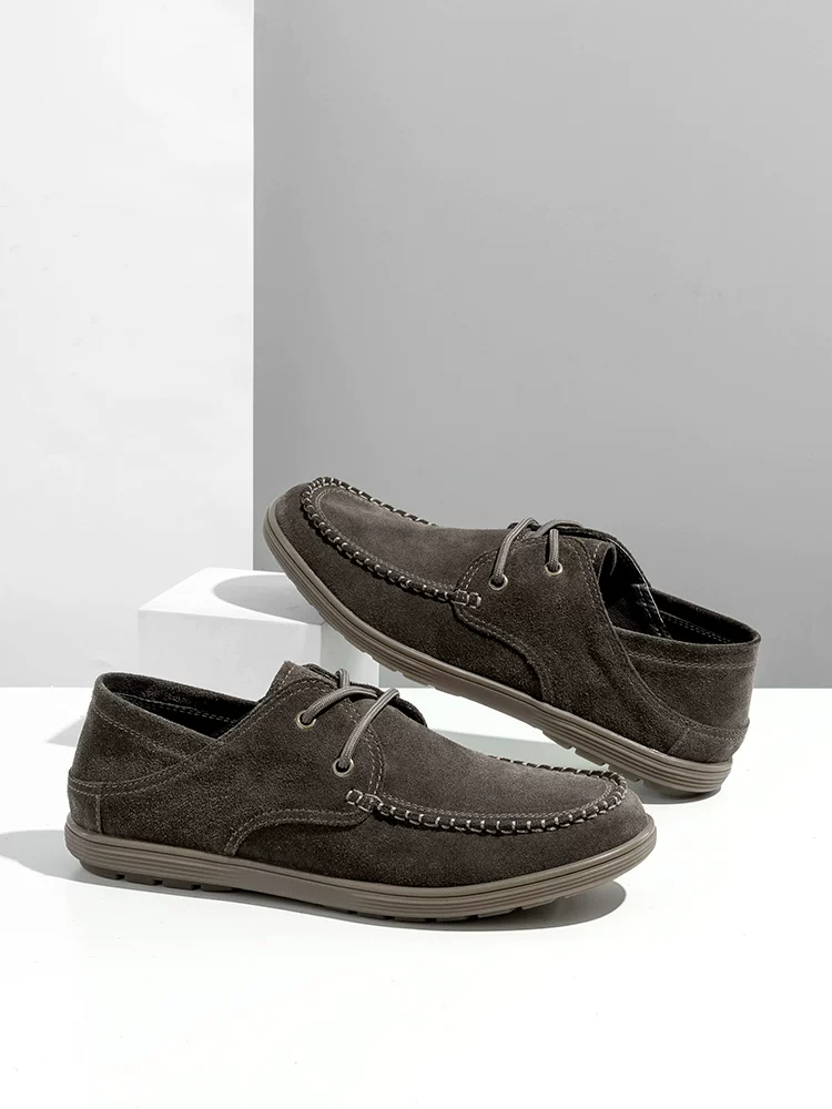 Giày Nam Maple Leaf 2025 Giày Da Mới Mùa Thu Phong Cách Retro Giày Thường Ngày Đế Mềm Màu Nâu Mỏng Đa Năng