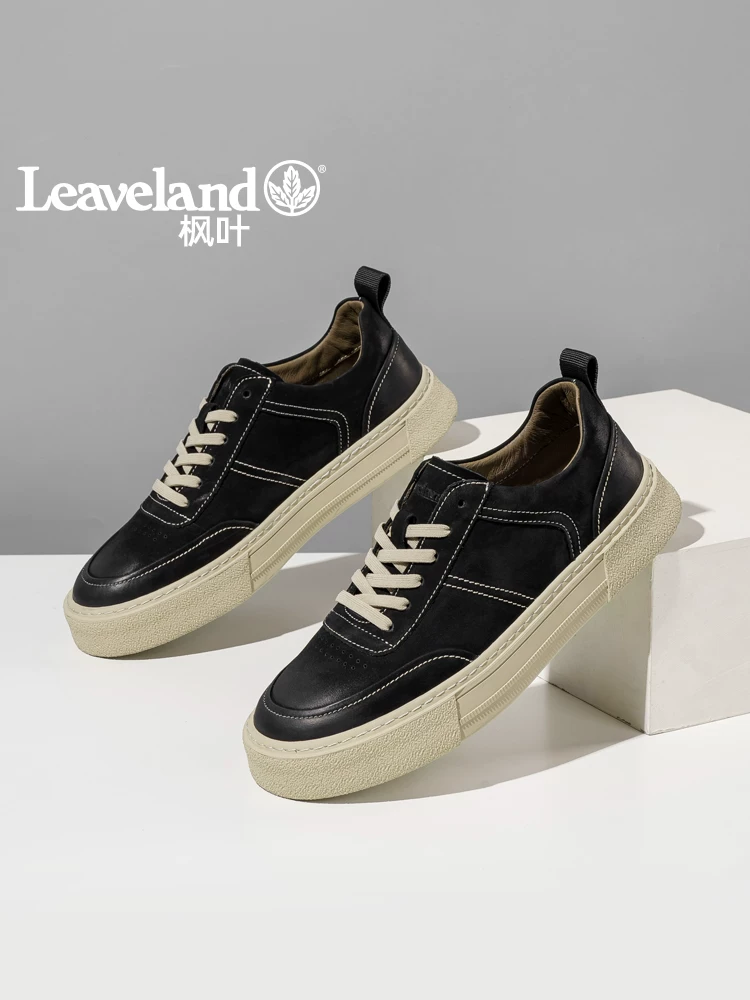 Giày thể thao nam bằng da thật Maple Leaf Giày thể thao nam mùa thu kiểu Anh cổ điển Giày da nam thông thường Giày đa năng Giày thoáng khí hợp thời trang