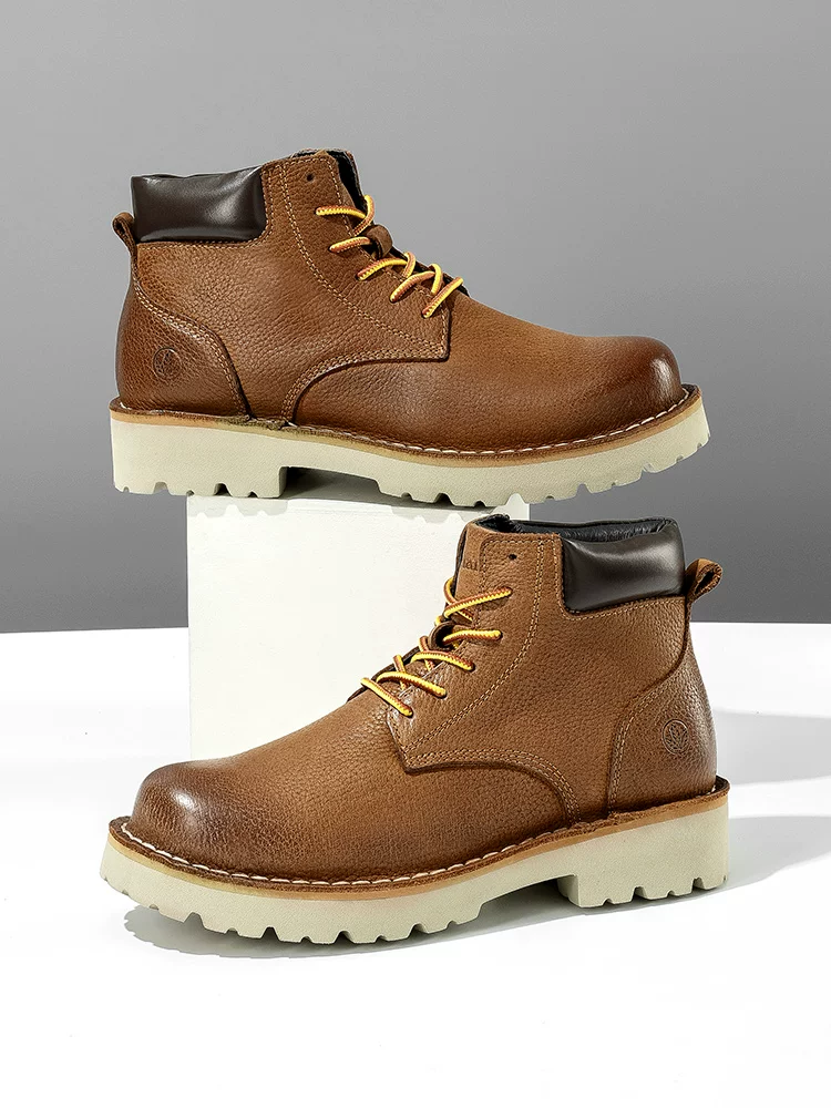 Giày nam Maple Leaf Giày bốt Martin mùa đông Giày công sở thông thường ngoài trời cho nam Giày bốt cao cổ bằng da thật Giày đế dày thông thường cho nam