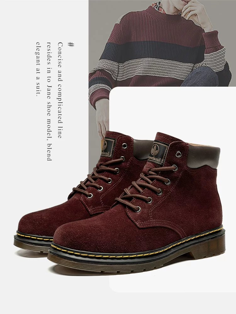 Giày Nam Maple Leaf Mùa Đông Giày Bốt Martin Nam Lót Lông Cừu Ấm Áp Giày Cotton Unisex Ủng Ancora Đỏ Giày Công Sở