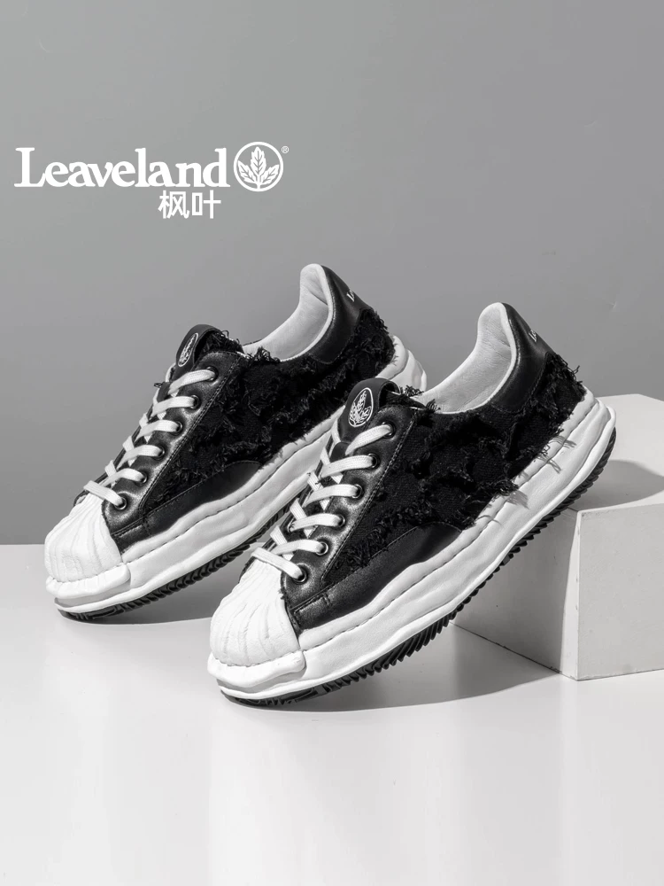 Giày nam Maple Leaf Giày cấu trúc tan chảy Giày nam đế dày tăng chiều cao Giày thể thao thông thường Giày vải mũi vỏ Giày unisex Giày hợp thời trang