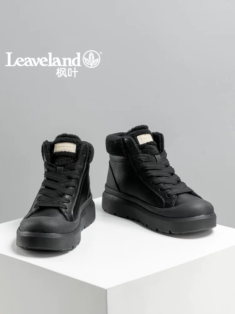 Giày bốt cao cổ nam Maple Leaf, phong cách mùa đông mới hợp thời trang, giày cotton ấm áp lót lông cừu, giày thể thao nam cổ trung, đa năng.