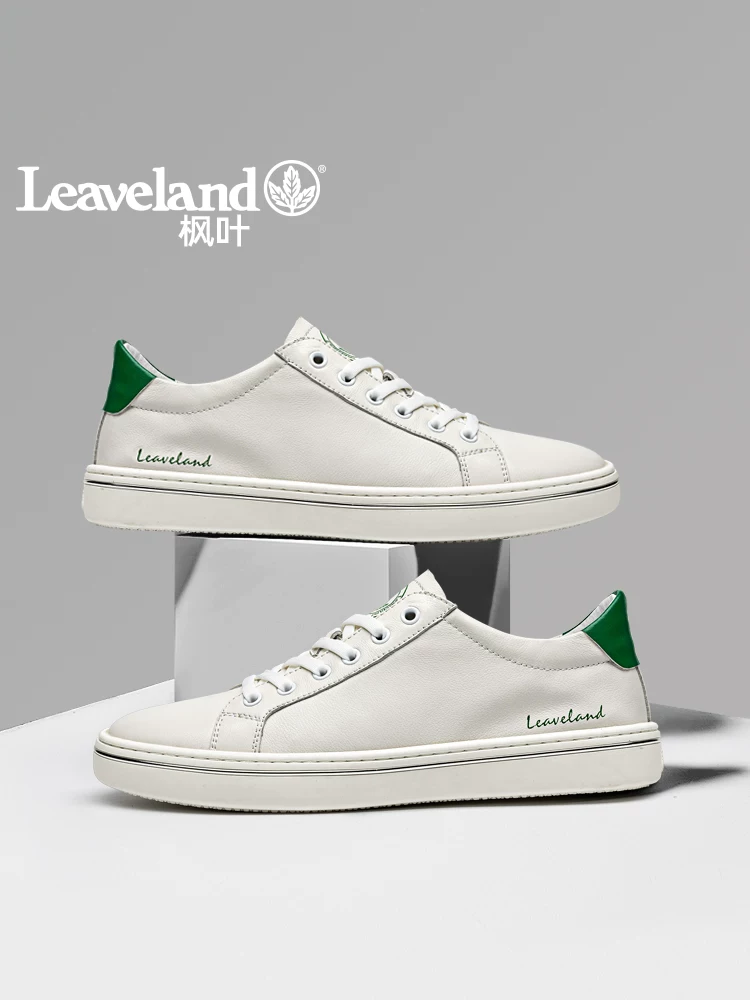 Giày nam Maple Leaf Giày thể thao da thật Giày trắng nam thoáng khí Giày thể thao đa năng Giày thường ngày Giày cao cấp Giày trắng hợp thời trang
