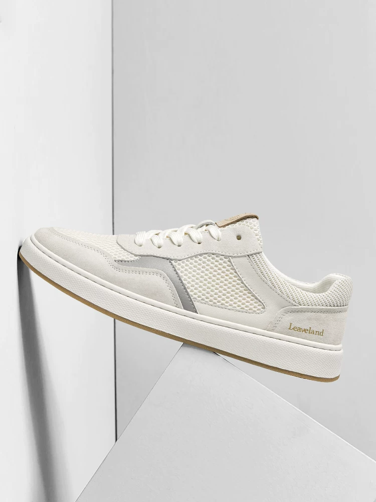 Giày nam Maple Leaf Giày thể thao lưới thoáng khí Giày thể thao nam cổ thấp hợp thời trang Giày lưới đa năng Giày nam thông thường màu trắng