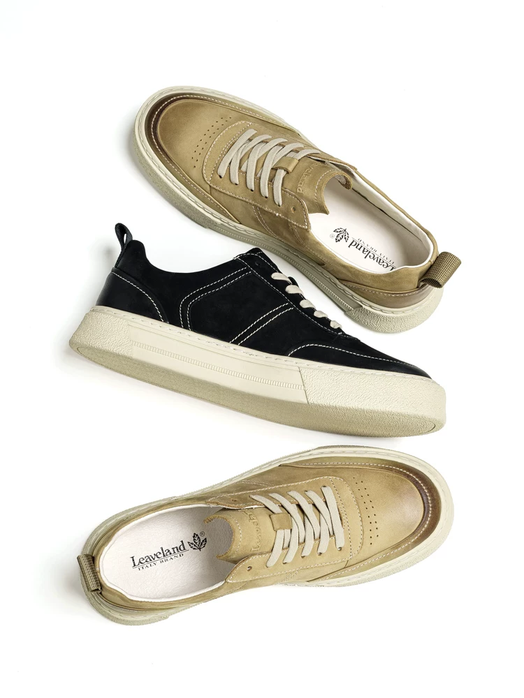 Giày thể thao nam bằng da thật Maple Leaf Giày thể thao nam mùa thu kiểu Anh cổ điển Giày da nam thông thường Giày đa năng Giày thoáng khí hợp thời trang