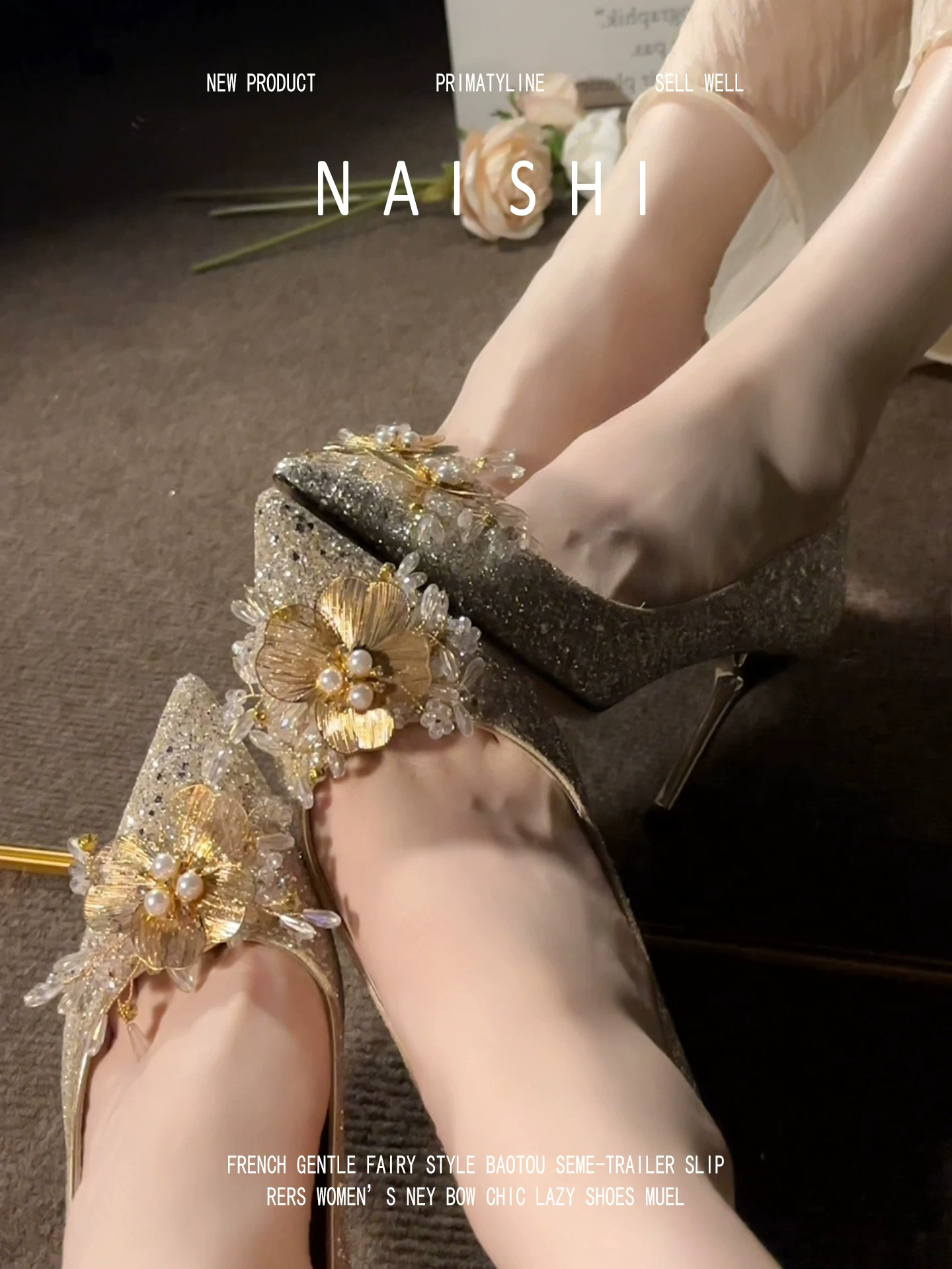 Phiên bản da cừu! Giày cưới Xiuhe, giày chính cho váy cưới cô dâu, giày cao gót mũi nhọn đính ngọc trai và sequin kiểu Pháp, giày dự tiệc kiểu stiletto.