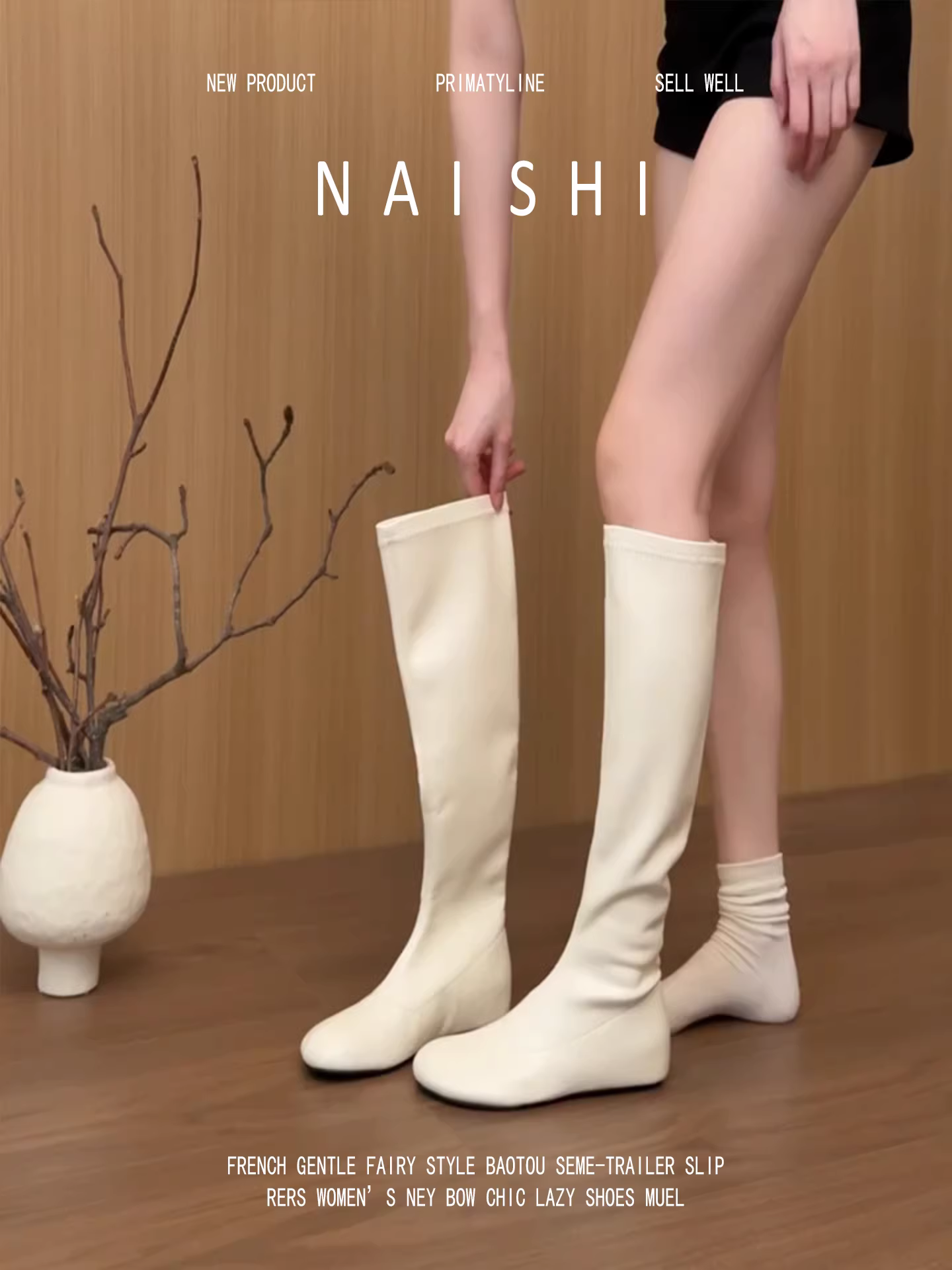 Phiên bản da cừu! Giày bốt da mềm kiểu Pháp, ôm sát chân, tăng chiều cao ẩn, mũi tròn, kiểu dáng đa năng, màu trắng dài dành cho nữ.