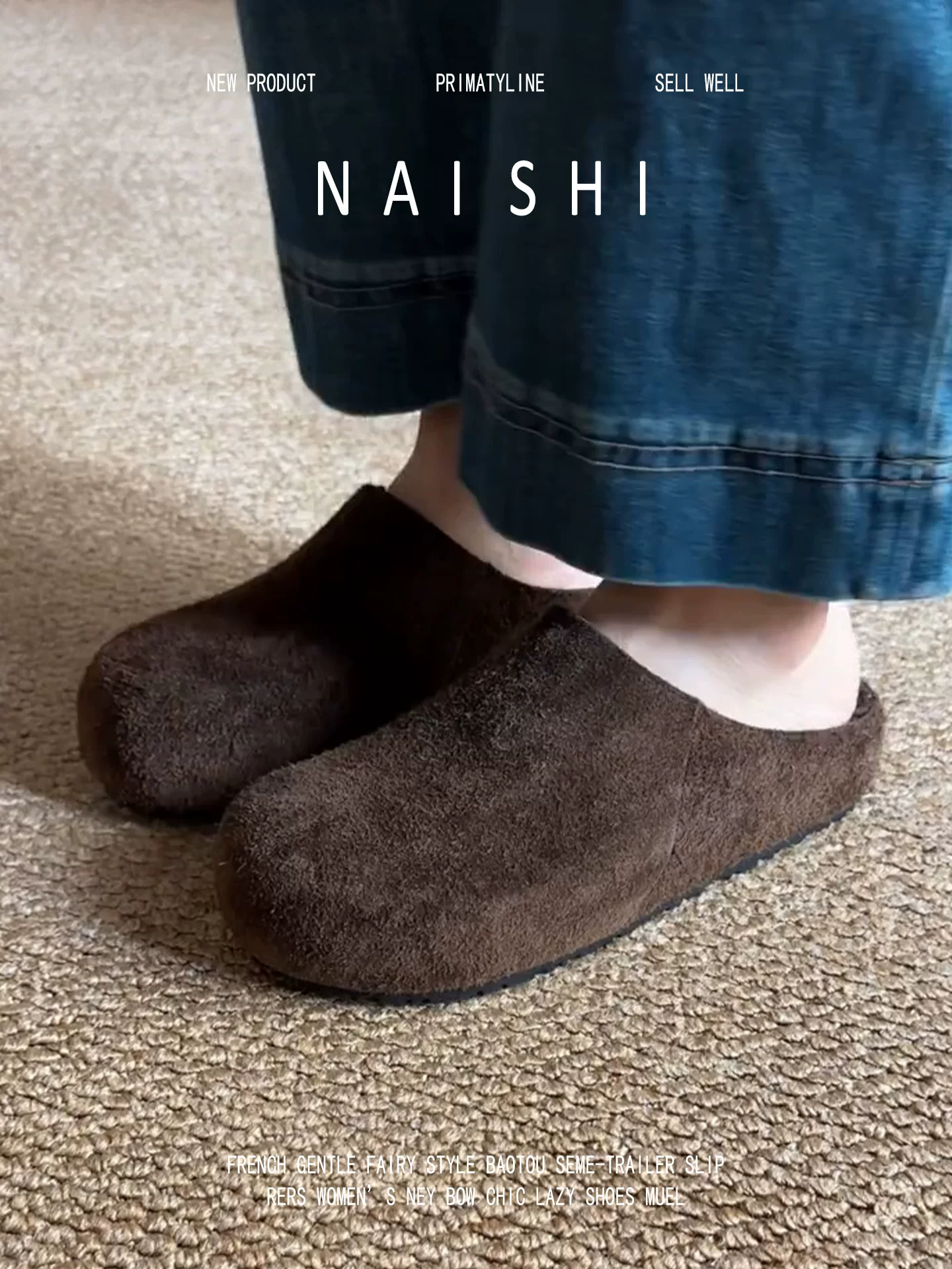 Phiên bản da cừu! Dép lười kiểu Birkenstock bằng da lộn cổ điển, dép nửa kín mũi lót lông cừu, kiểu giản dị.
