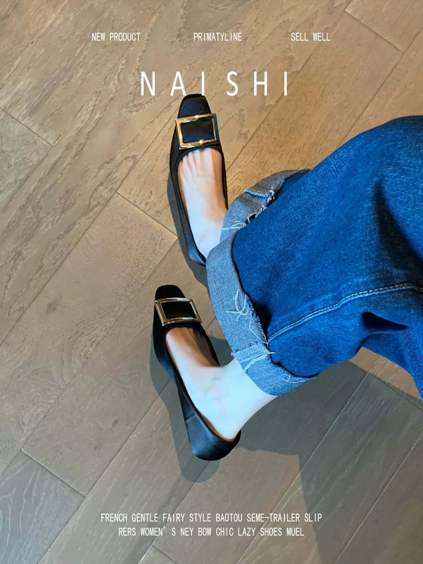Phiên bản da cừu! Giày có khóa vuông cao cấp kiểu Pháp, mang thoải mái trên bàn chân, giày đế xuồng đi làm, giày Mary Jane mũi vuông nhỏ bằng satin.