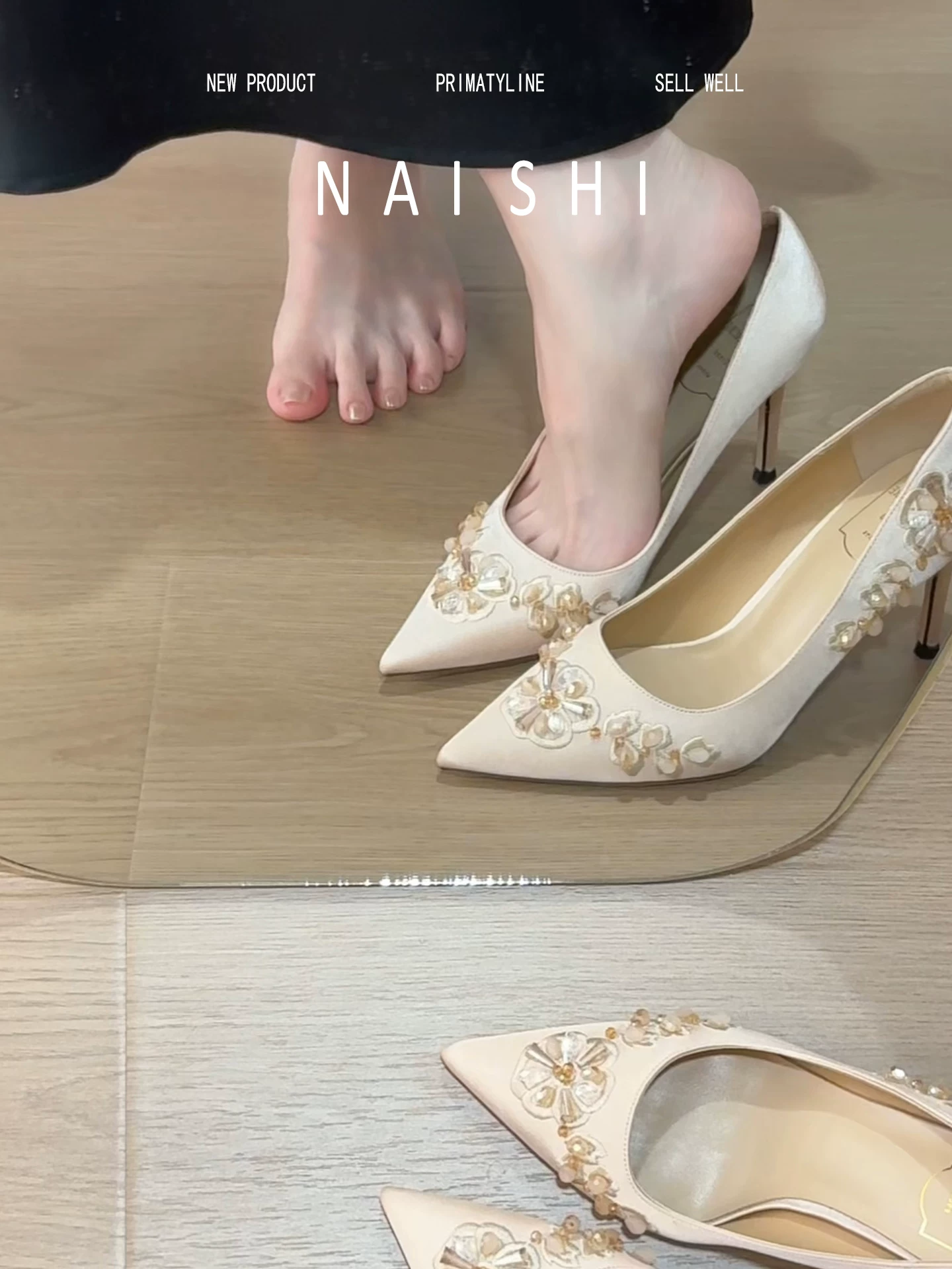 Phiên bản da cừu! Giày cao gót mũi nhọn đính đá kiểu Pháp có thêu hoa, giày đơn kiểu Trung Quốc mới, giày cưới Xiuhe, giày cô dâu.