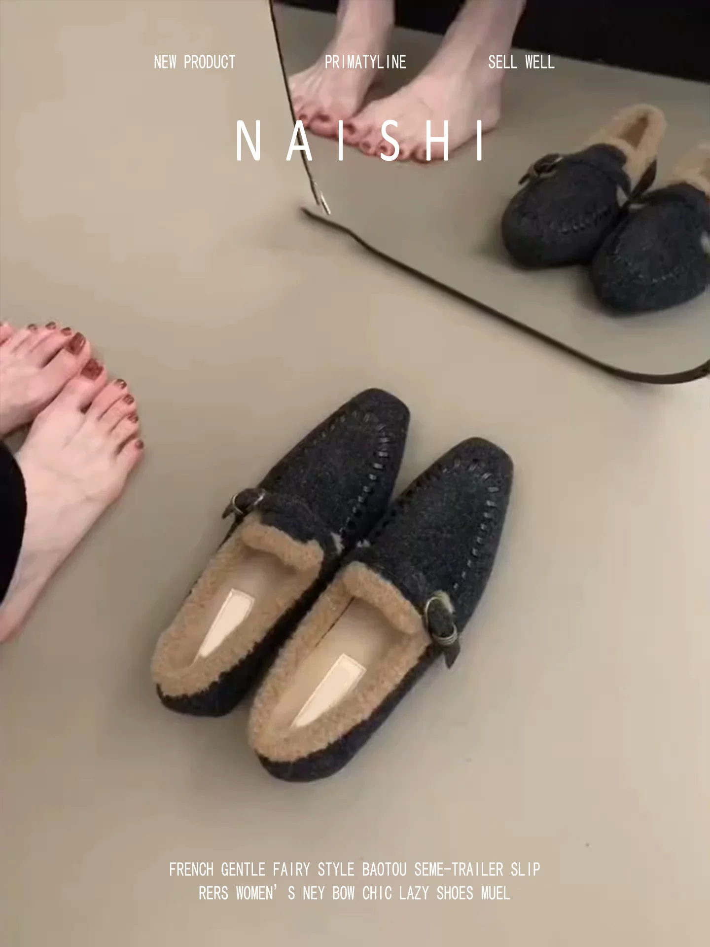 Phiên bản da cừu! Giày lười nhung phong cách retro dành cho nữ, giày lười dễ mang, giày lông mềm mại thoải mái, giày cotton ấm áp mùa đông.