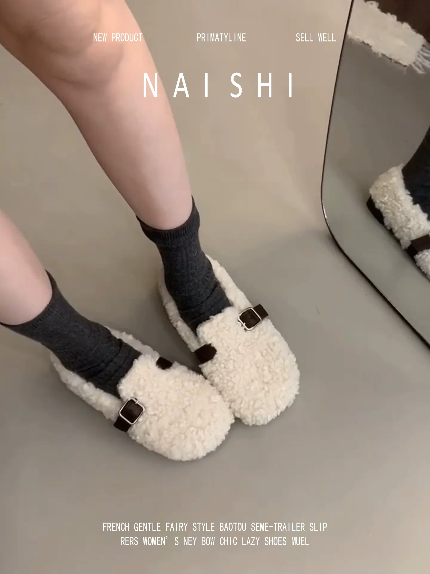 Phiên bản da cừu! Giày lười len cừu, giày mùa thu đông kiểu Birkenstock đa năng, ấm áp, phong cách Hàn Quốc, giày lông thú.