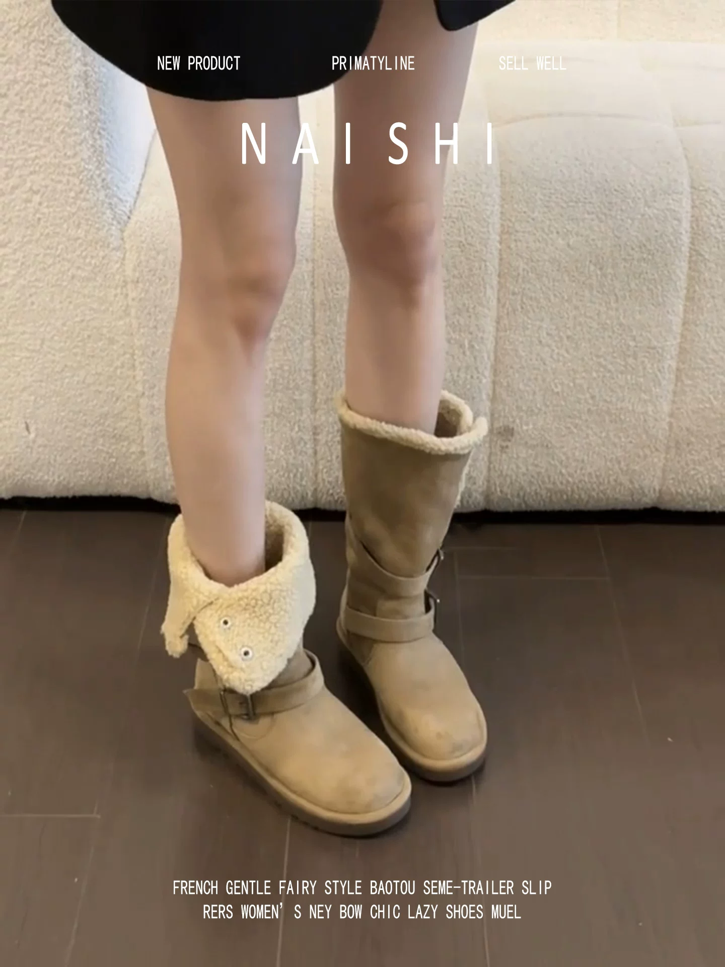 Phiên bản da cừu! Giày bốt lông dài đến giữa bắp chân kiểu cổ điển, giày bốt Martin lót lông cừu ấm áp đa năng, giày bốt tuyết Melard, giày bốt cotton đế dày.