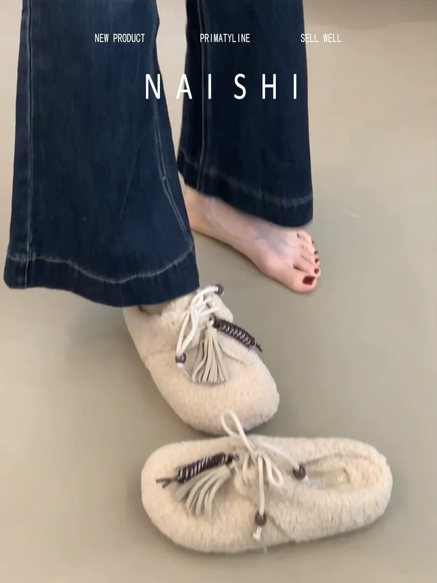 Phiên bản da cừu! Dép bông ấm áp bằng len cừu có đế dày và tua rua, dép kín mũi dành cho nữ, giày lông kiểu Birkenstock mùa đông thoải mái.