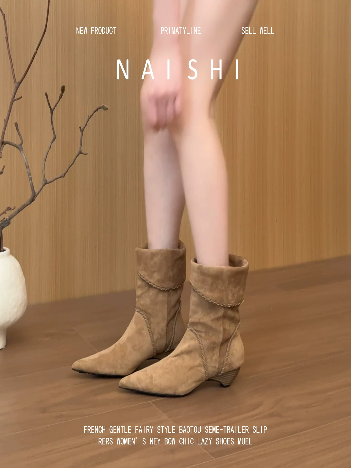 Phiên bản da cừu! Giày bốt kiểu miền Tây cổ điển dành cho nữ, giày bốt Melard xếp lớp, giày bốt đế xuồng mũi nhọn, giày bốt cưỡi ngựa đa năng giúp thon gọn dáng người.
