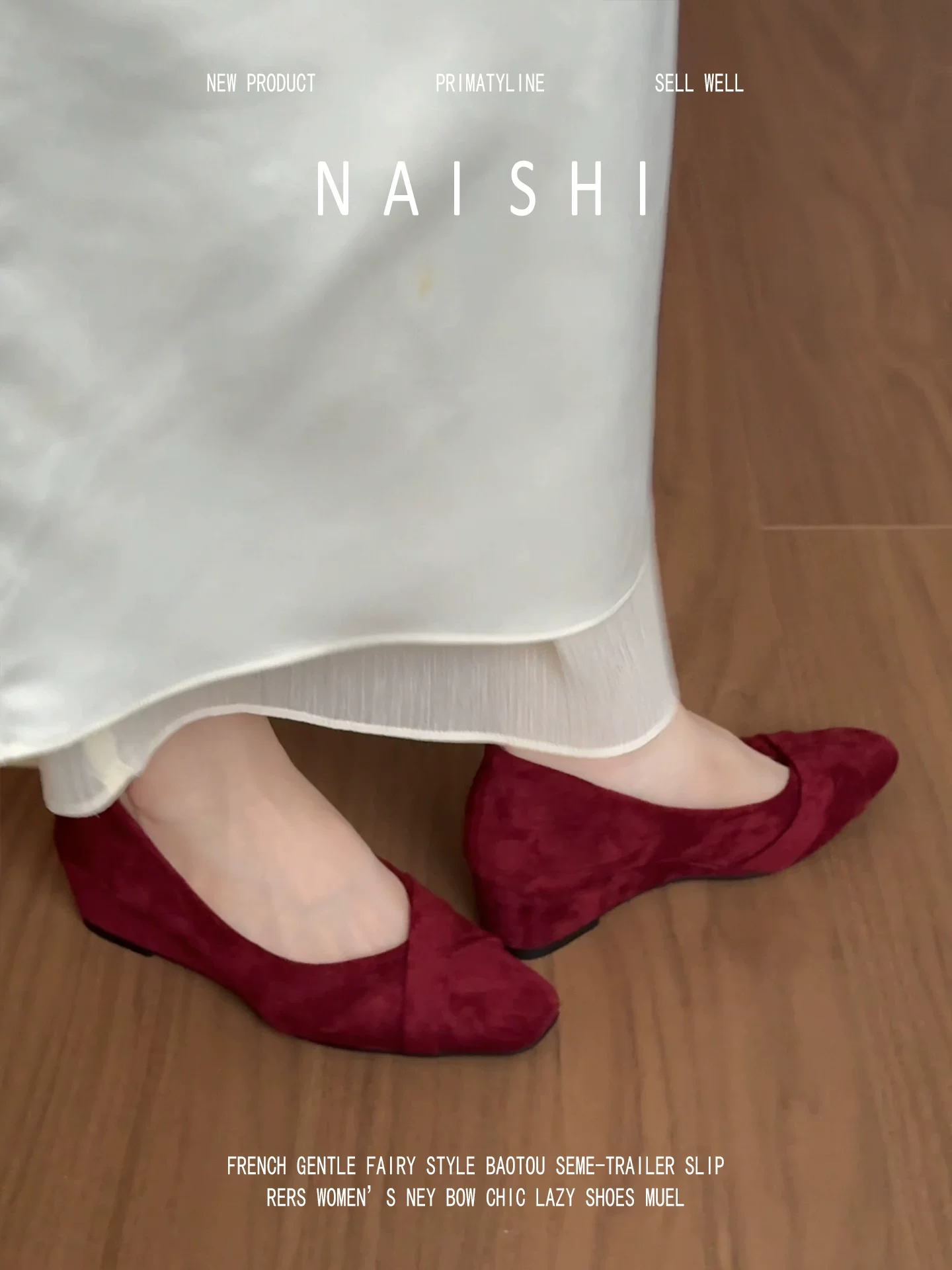 Phiên bản da cừu! Giày Mary Jane màu đỏ da lộn cổ điển dành cho nữ, kiểu lười, gót cao đế xuồng, miệng giày nông, giày tăng chiều cao đa năng.