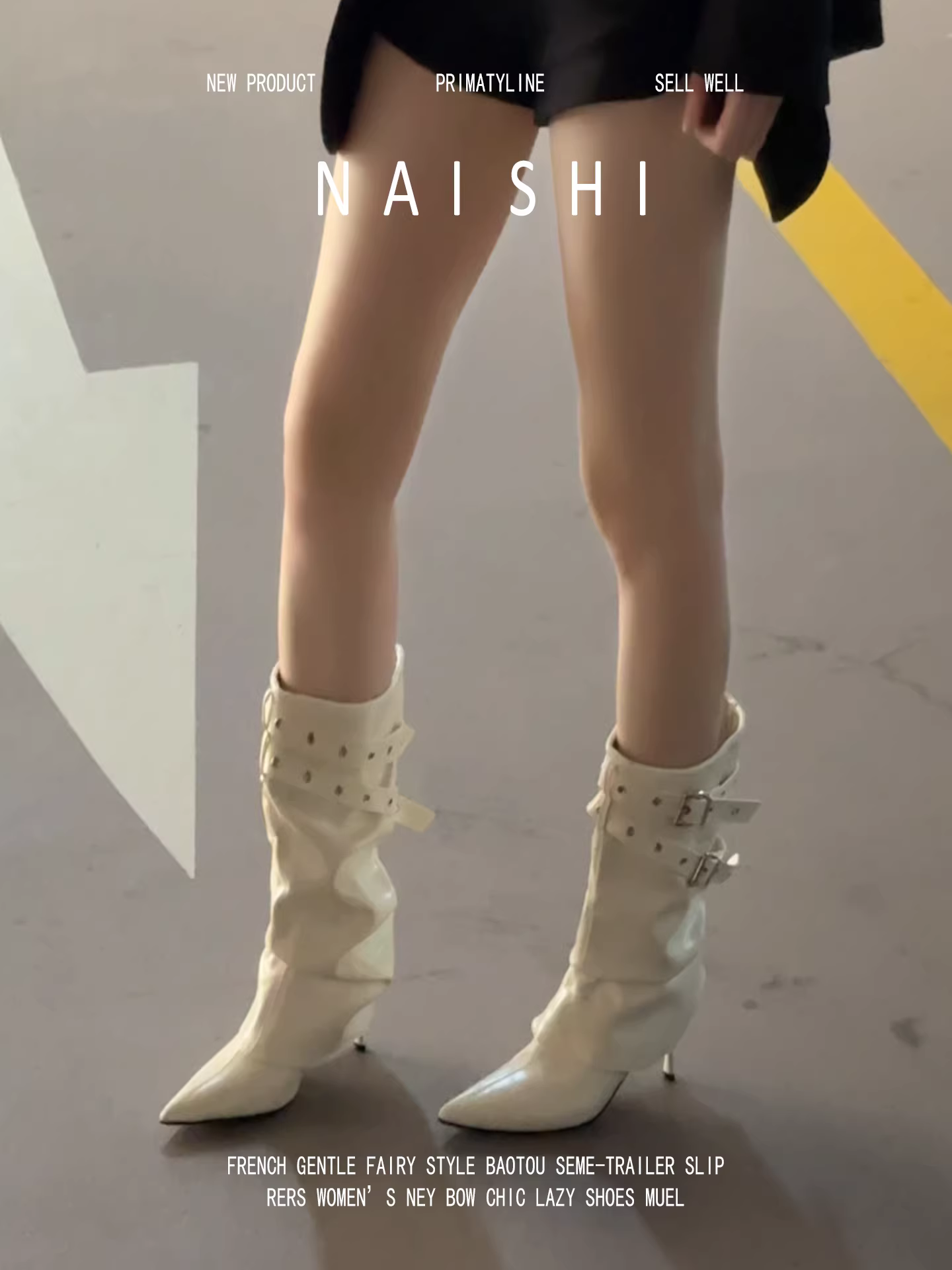 Phiên bản da cừu! Giày bốt ống dài màu trắng có gót nhọn, giày bốt cưỡi ngựa cao gót, giày bốt ôm sát có đinh tán và khóa thắt lưng, giày bốt cao đến giữa bắp chân dành cho nữ.