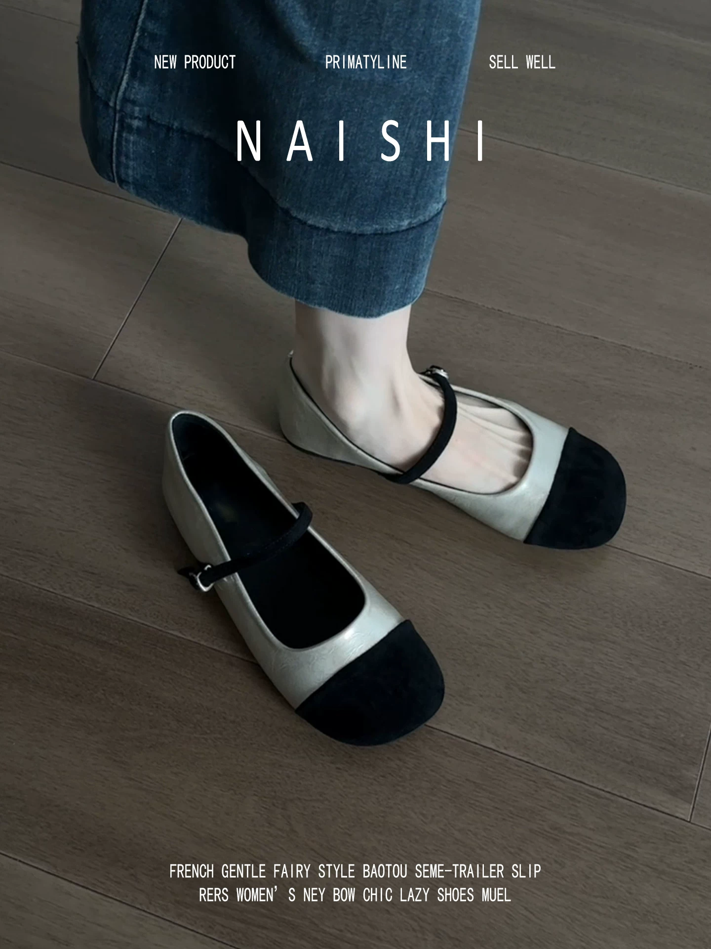 Phiên bản da cừu! Giày Mary Jane kiểu Chanel dành cho nữ, quai đơn, mũi tròn, giày bệt, miệng giày nông, giày da nhỏ phối màu.