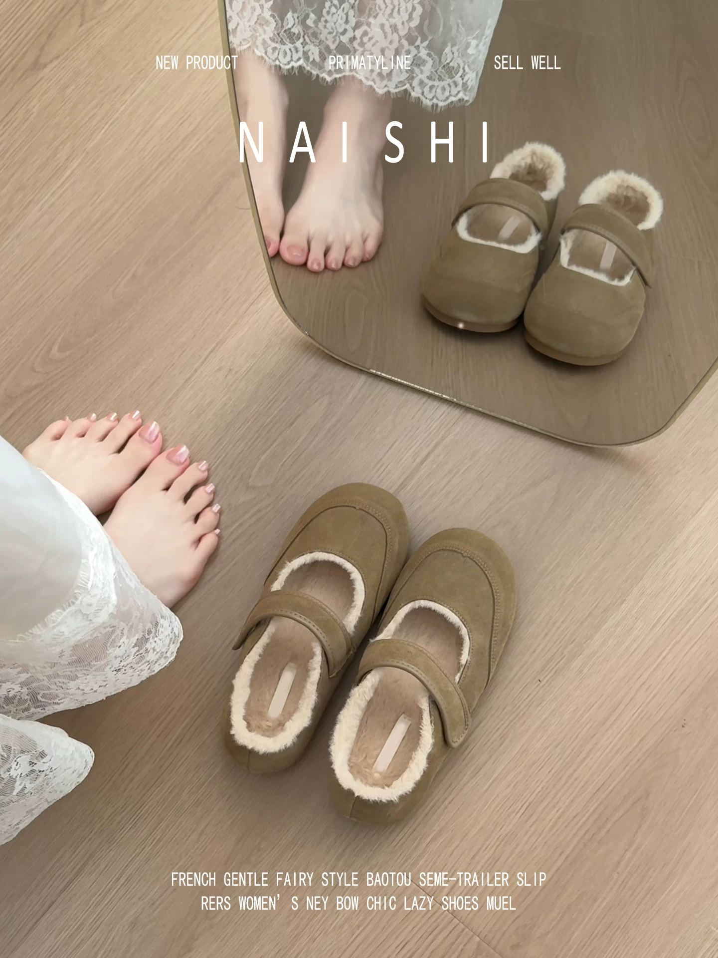 Phiên bản da cừu! Giày Birkenstock mũi tròn kiểu cổ điển có dây đeo Velcro, giày Mary Jane lông xù, giày cotton ấm áp mùa đông.