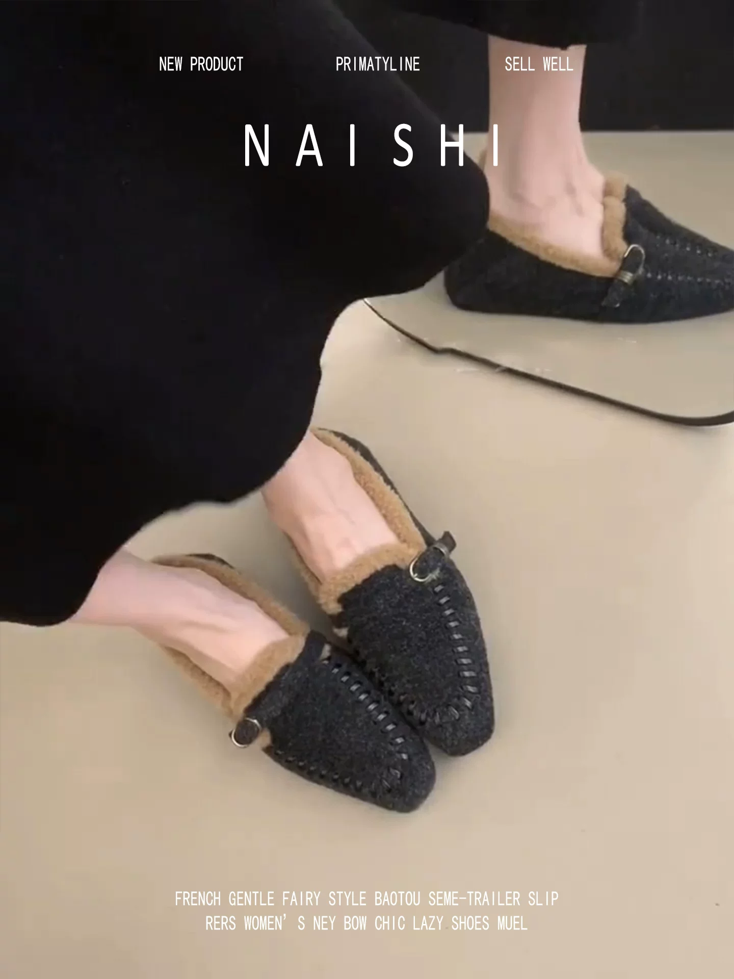 Phiên bản da cừu! Giày lười nhung phong cách retro dành cho nữ, giày lười dễ mang, giày lông mềm mại thoải mái, giày cotton ấm áp mùa đông.