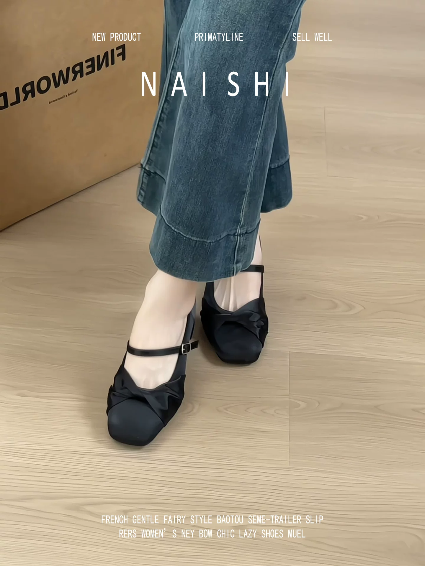 Phiên bản da cừu! Giày Mary Jane bằng satin Pháp dành cho nữ với dây quai đơn, nơ, mũi vuông, gót dày, phù hợp để phối với váy.