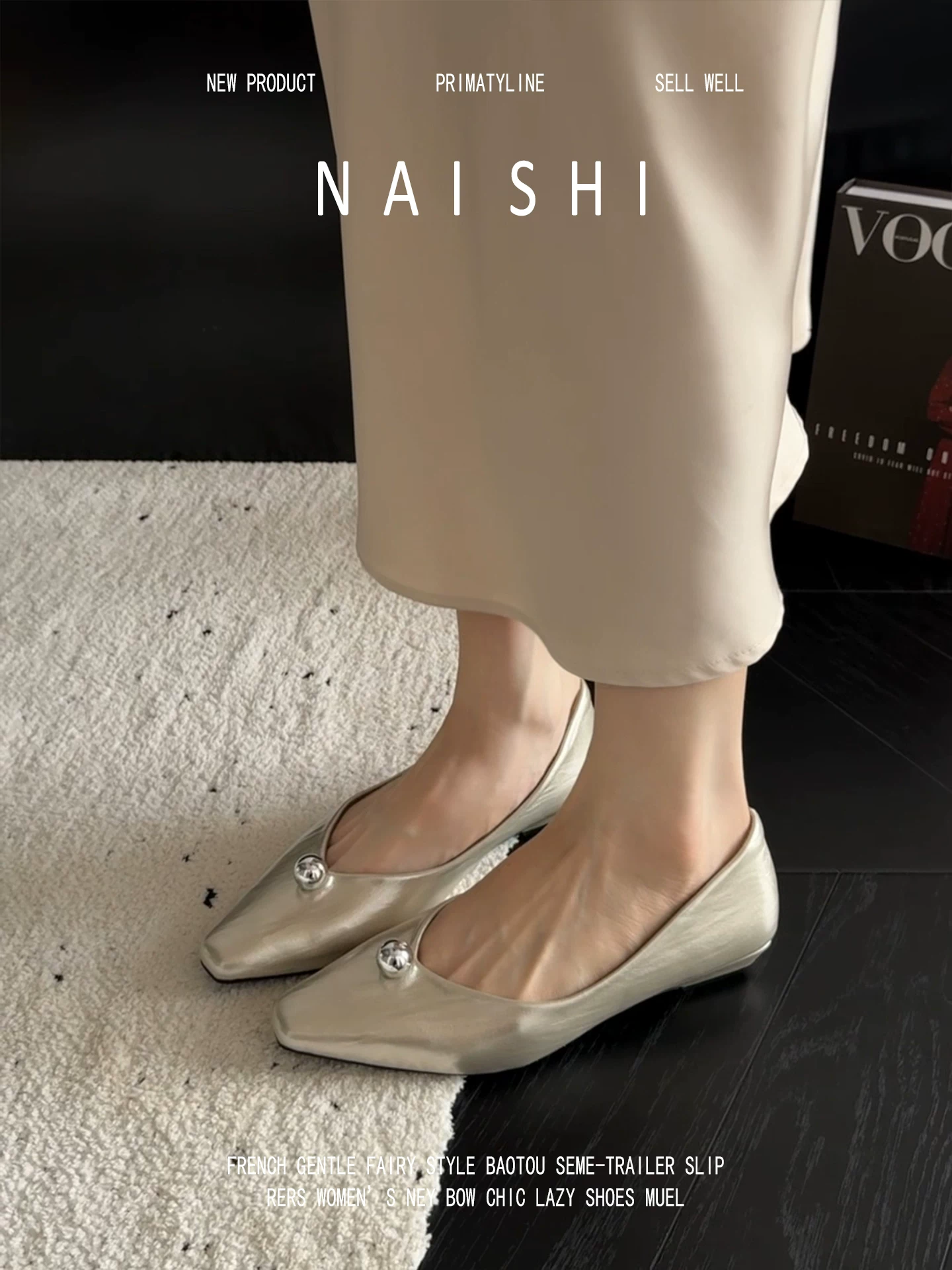Phiên bản da cừu! Giày Mary Jane cao cấp kiểu Pháp, giày đế thấp kiểu slip-on phù hợp với váy, giày đơn giản dị thanh lịch có gót thấp.
