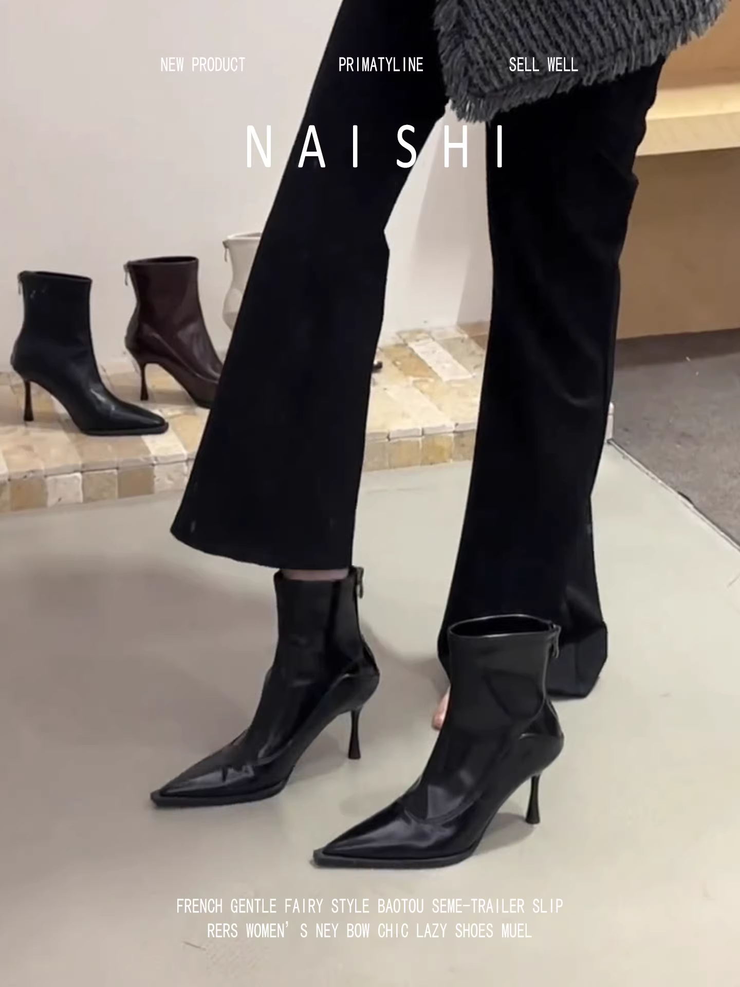 Phiên bản da cừu! Giày cao gót đến mắt cá chân kiểu Pháp thanh lịch dành cho nữ, gót nhọn, mũi nhọn, bốt ôm sát, bốt da mềm đơn giản đi làm.