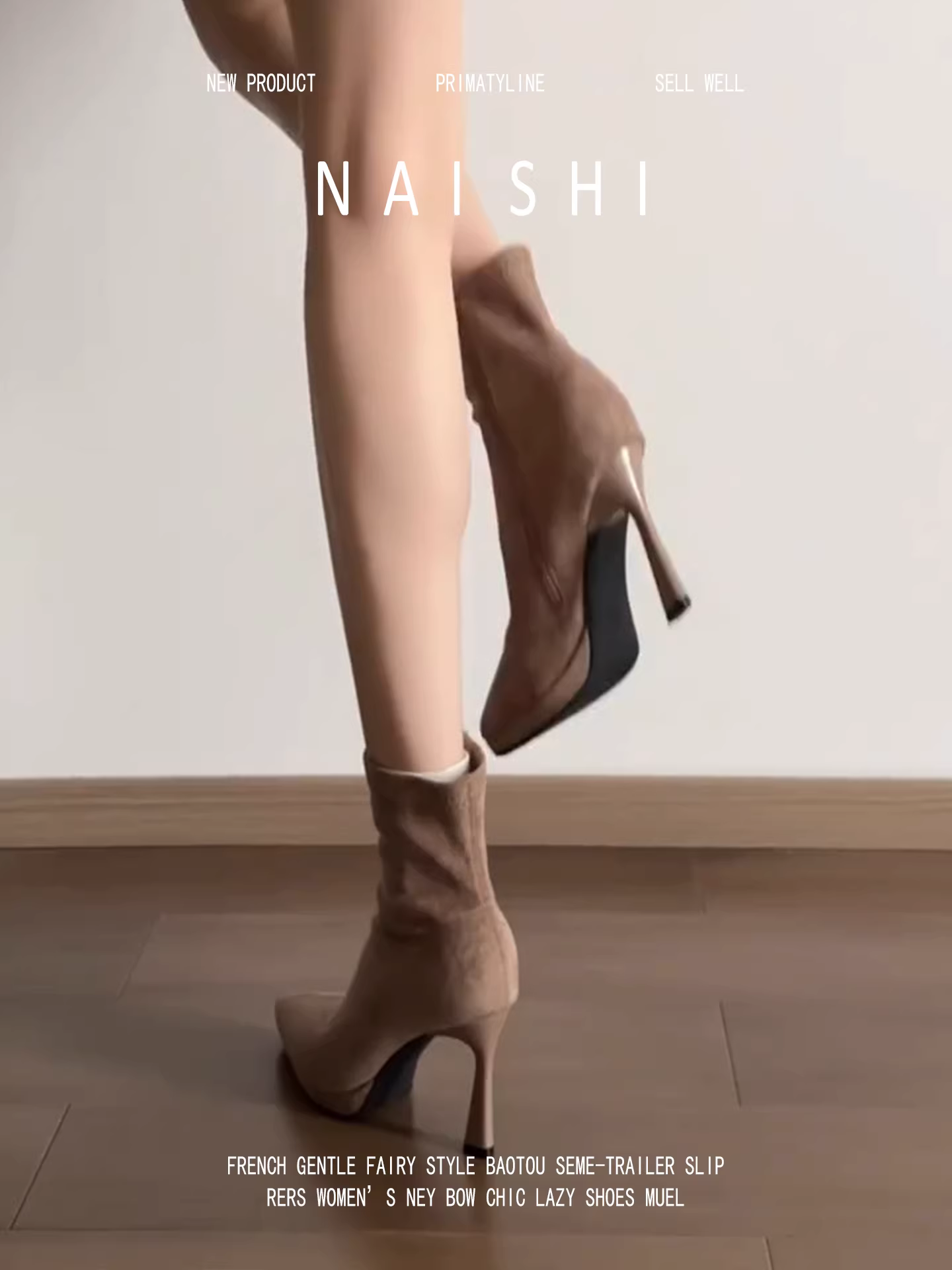 Phiên bản da cừu! Giày bốt da lộn mũi nhọn dành cho nữ có khóa kéo bên hông, gót nhọn, bốt cao đến mắt cá chân co giãn, bốt cao gót phong cách Pháp.