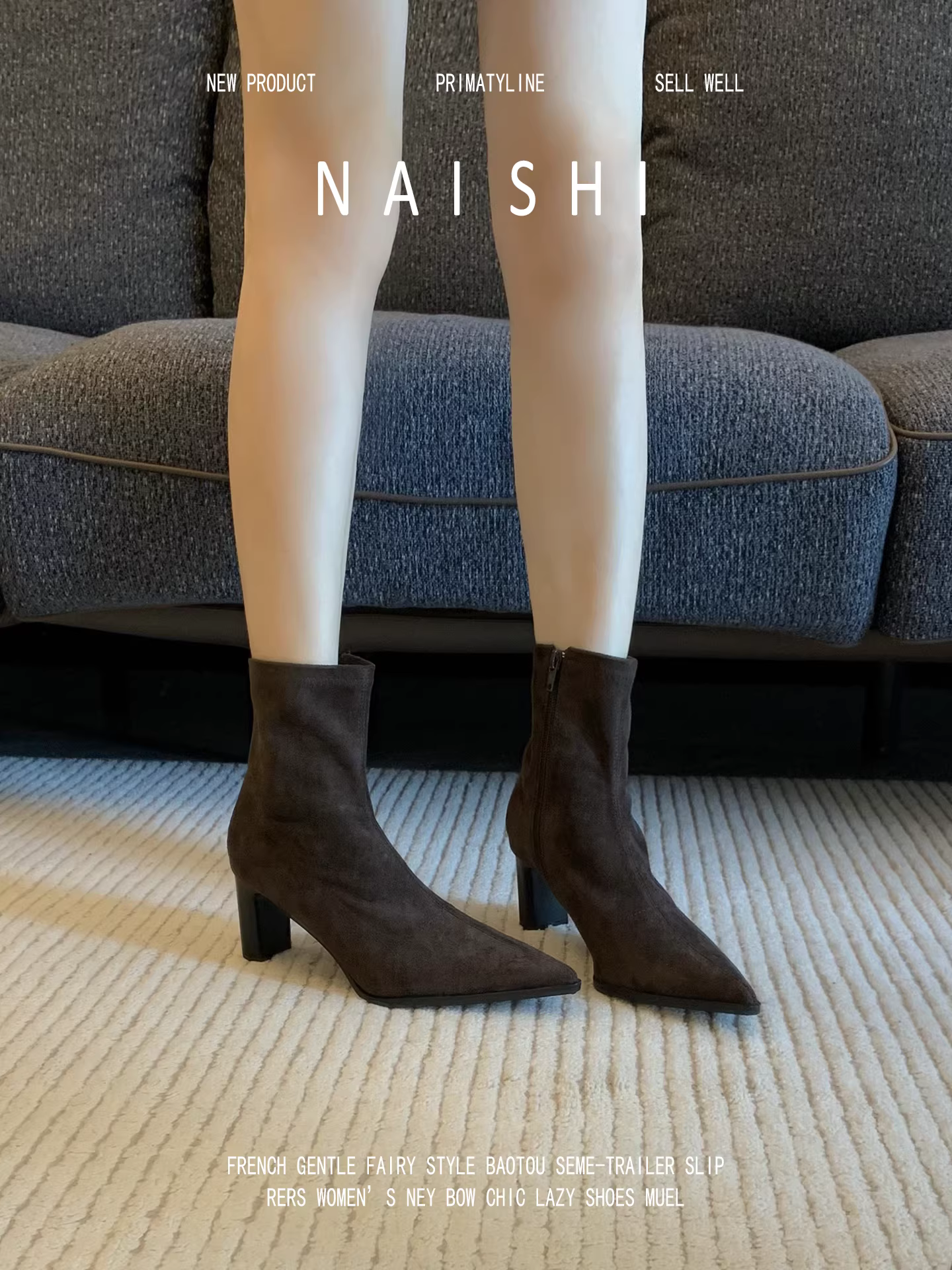 Phiên bản da cừu! Giày bốt cao gót cổ điển có khóa kéo bên hông, bốt ngắn gót thô, bốt cổ ngắn mũi nhọn đa năng, bốt ôm dáng thanh lịch.