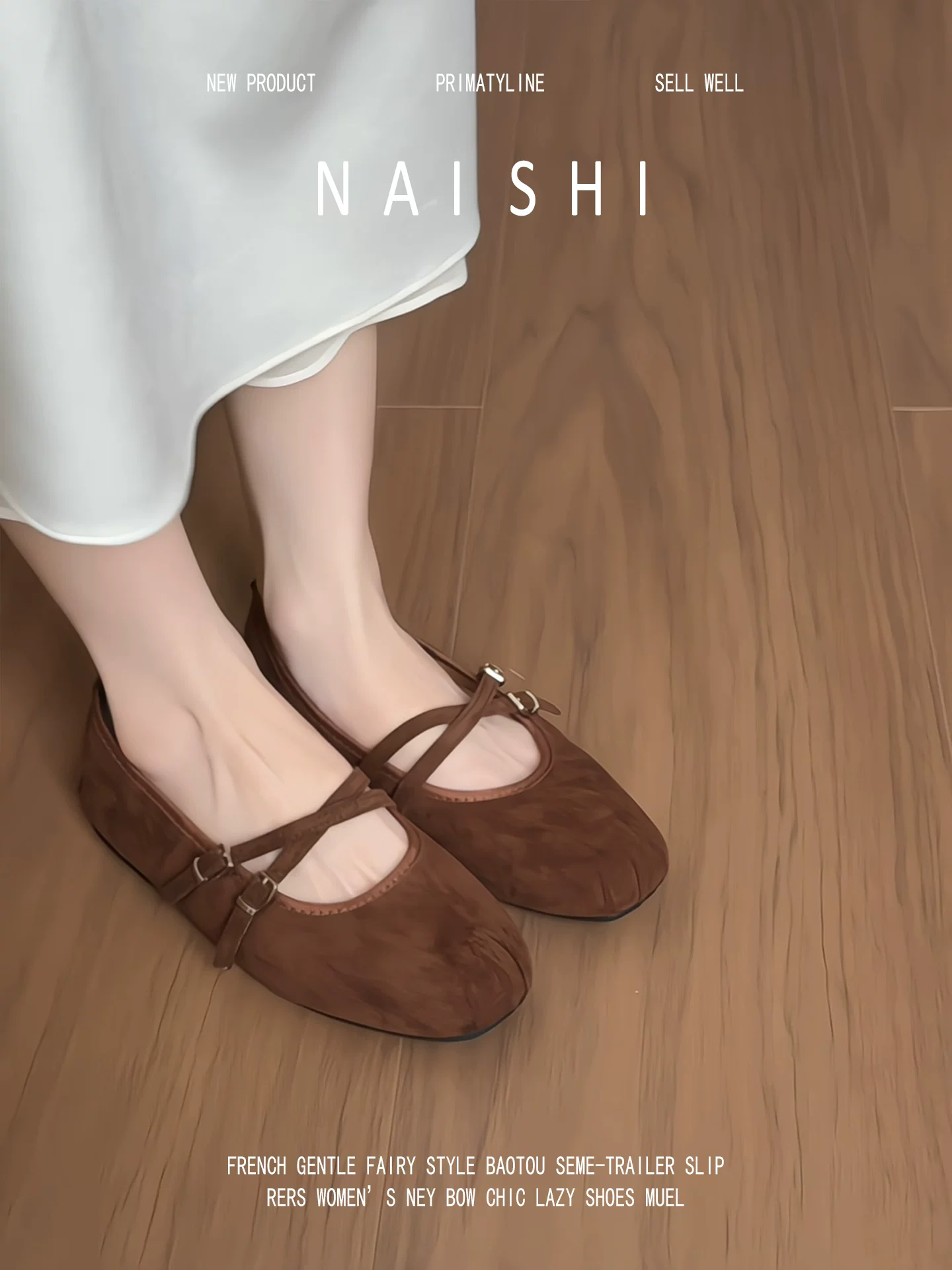 Phiên bản da cừu! Giày Mary Jane màu nâu cổ điển dành cho nữ với quai chéo, mũi tròn kiểu ballet, giày bà ngoại bằng da lộn nông.