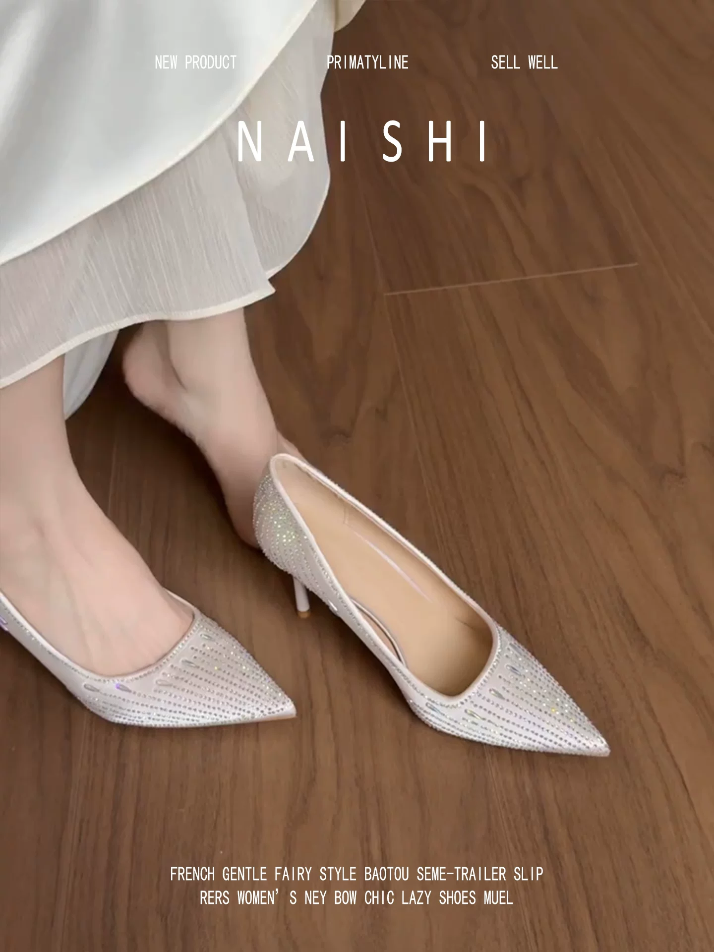 Phiên bản da cừu! Váy cưới Xiuhe, giày cô dâu hai dây, giày cao gót mũi nhọn đính đá, giày cao gót mũi nhọn đế thấp, giày phù dâu.