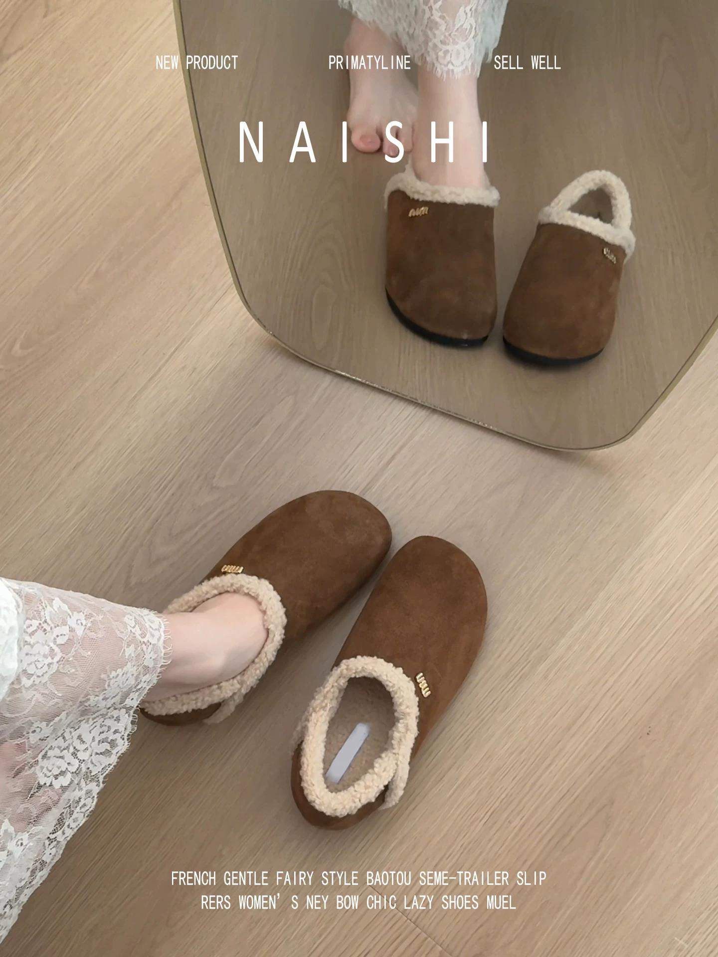 Phiên bản da cừu! Giày lười len cừu, giày cotton ấm áp lót lông mềm mại, kiểu dáng Birkenstock dễ mang, dành cho nữ.