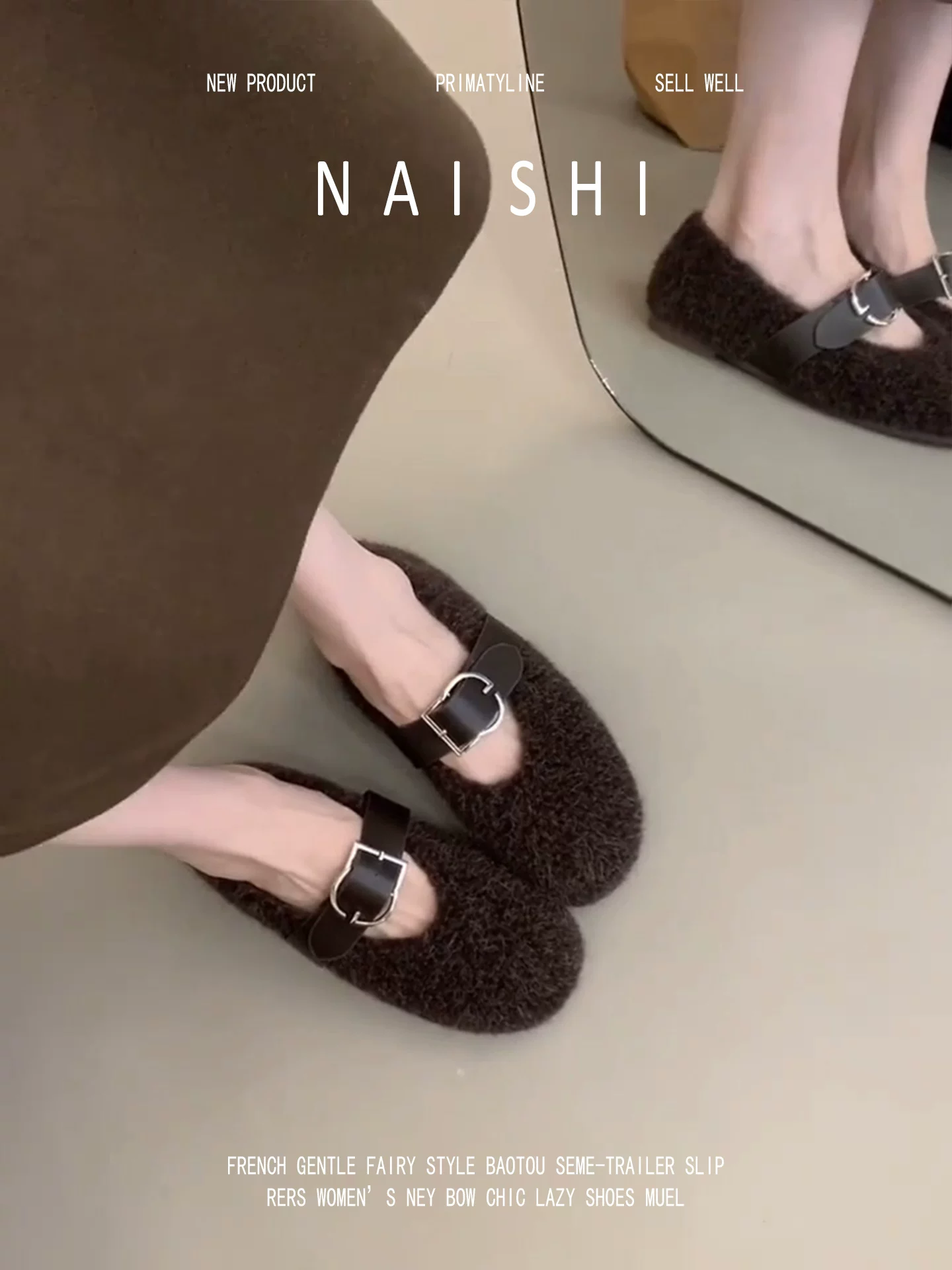 Phiên bản da cừu! Giày lót lông sang trọng kiểu cổ điển có dây đeo đơn, giày cotton ấm áp cho mùa đông, giày lười đế bằng kiểu Mary Jane.