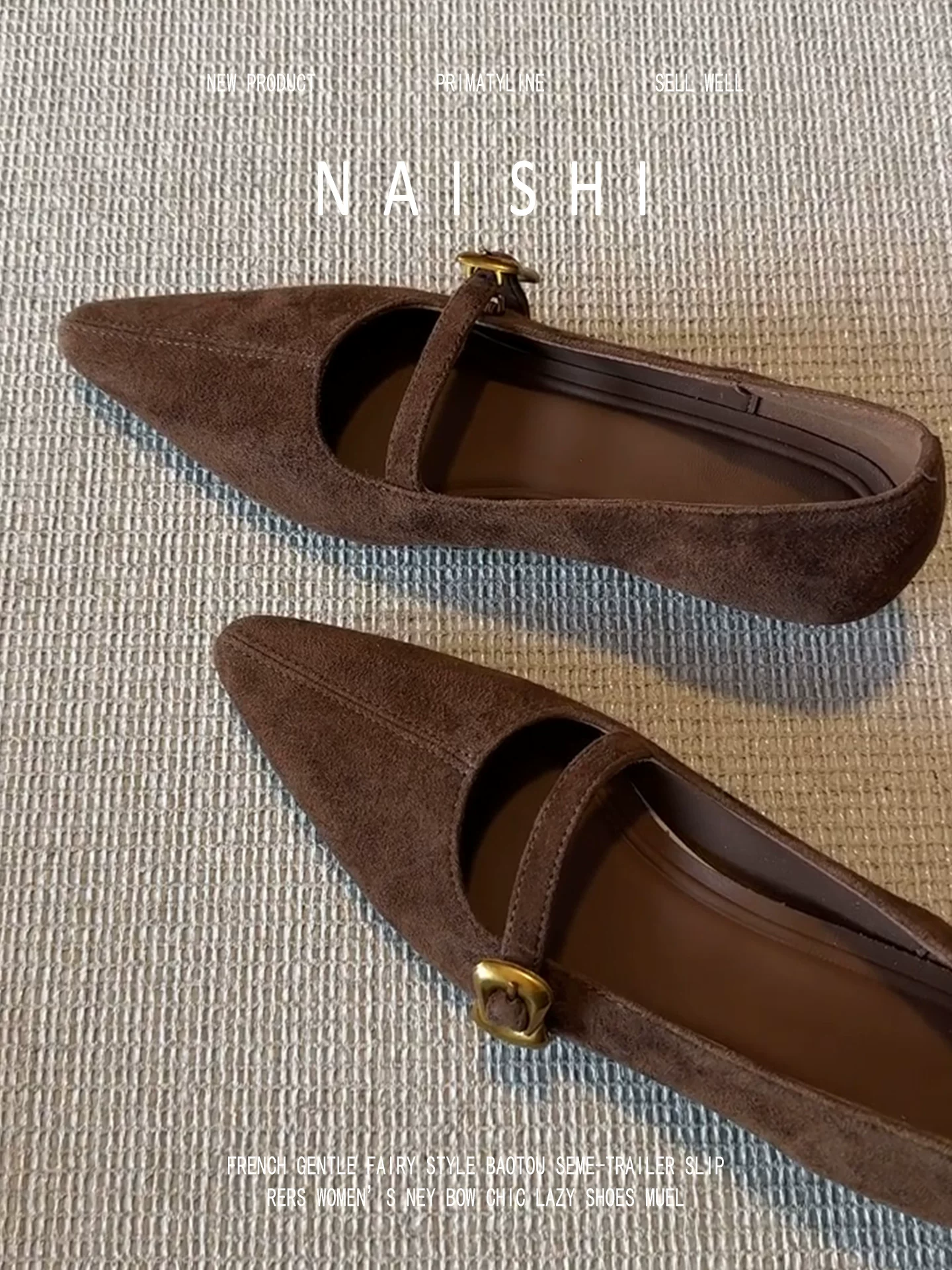 Phiên bản da cừu! Giày cao gót kiểu cổ điển, đế dày, thoải mái cho nữ, đa năng khi đi làm, giày Mary Jane mũi nhọn màu nâu.
