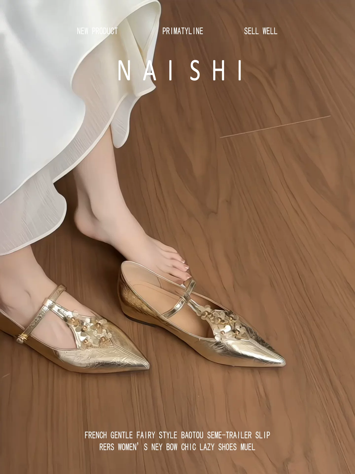 Phiên bản da cừu! Giày Mary Jane màu vàng có quai chữ T, hoa đính sequin, gót giấu, giày dạ hội thời trang và thanh lịch.