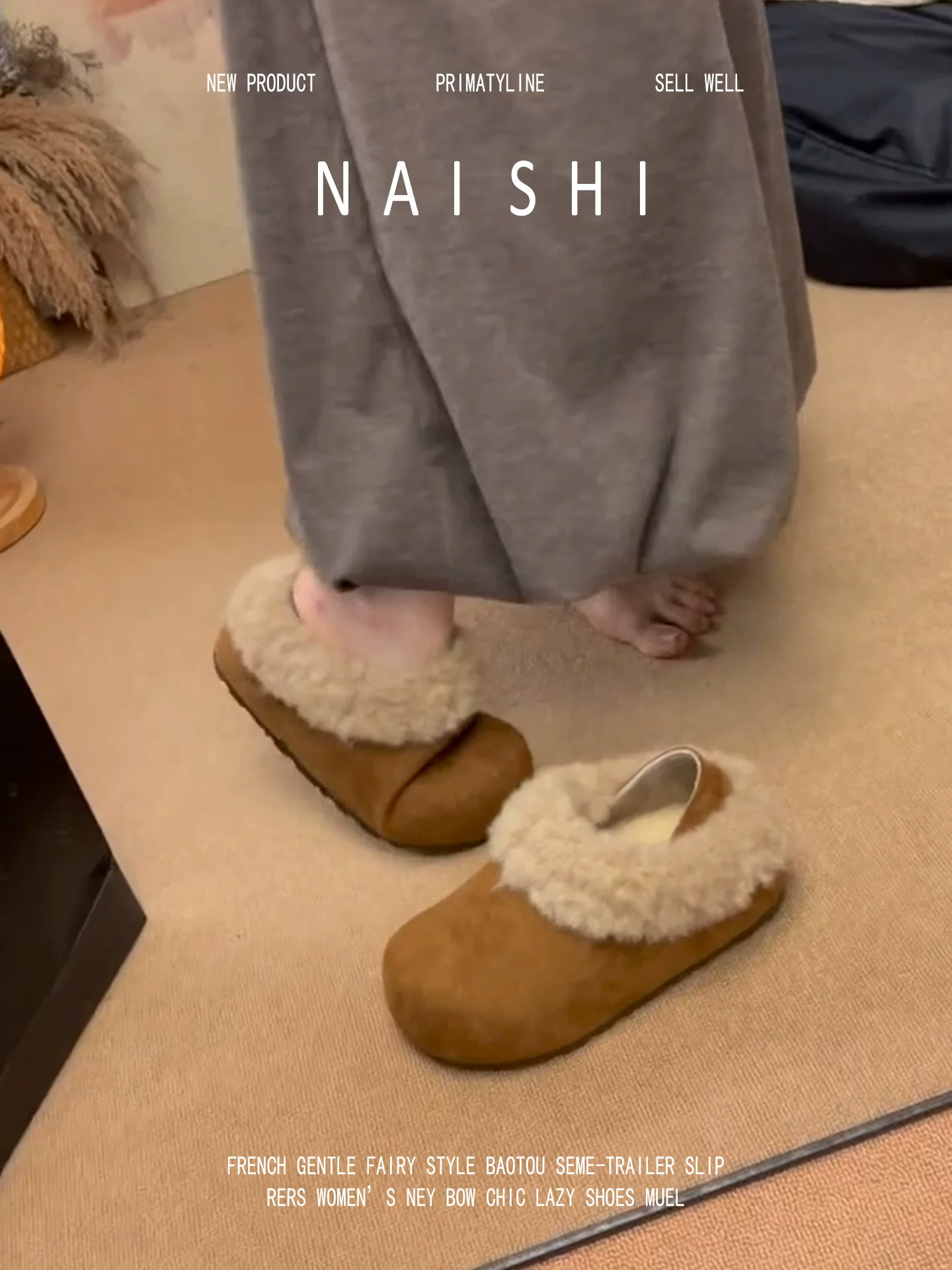 Phiên bản da cừu! Giày Birkenstock cổ điển, kiểu dáng đa năng, mang được hai chiều, giày lông mềm dành cho nữ, dép bông đế dày lót lông cừu mùa đông.