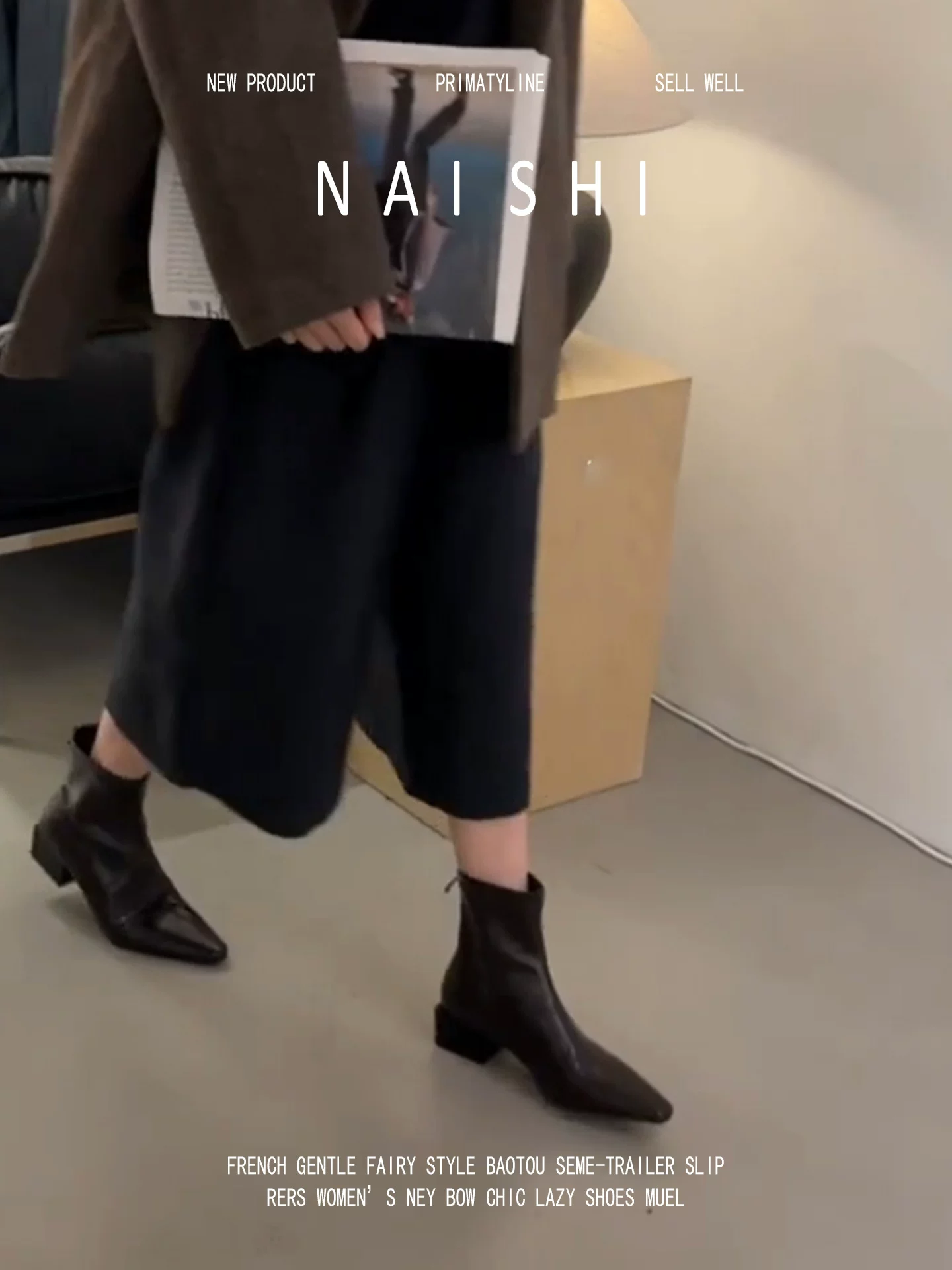 Phiên bản da cừu! Giày bốt cổ ngắn mũi vuông cổ điển dành cho nữ, gót dày đa năng, phong cách Pháp, bốt ôm dáng có khóa kéo phía sau, bốt Martin da mềm.