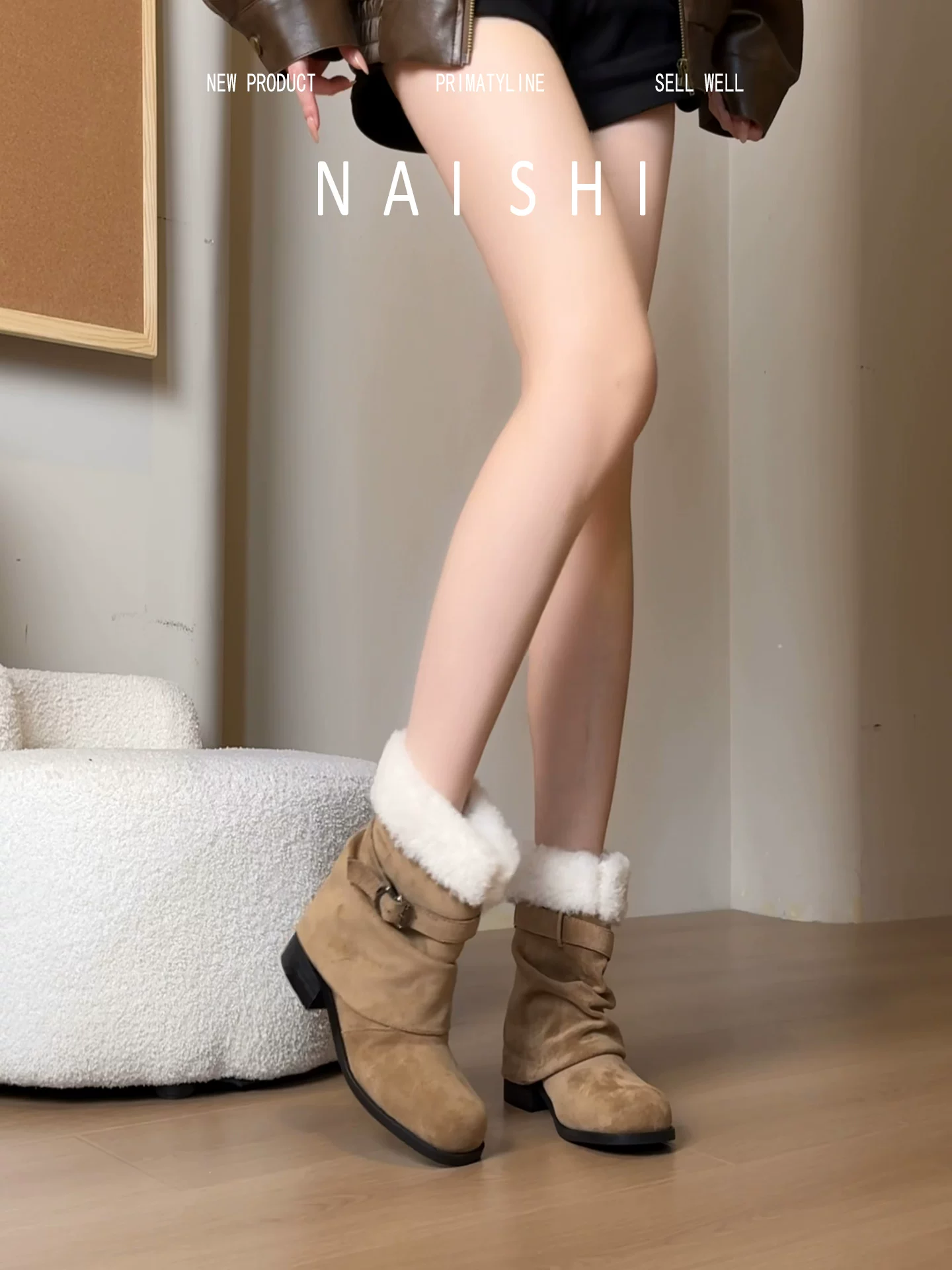 Phiên bản da cừu! Giày bốt cao gót Melard chunky, giày bốt ngắn kiểu miền Tây lót lông cừu mùa thu đông, giày bốt ống đứng, giày bốt giữ ấm đi tuyết.