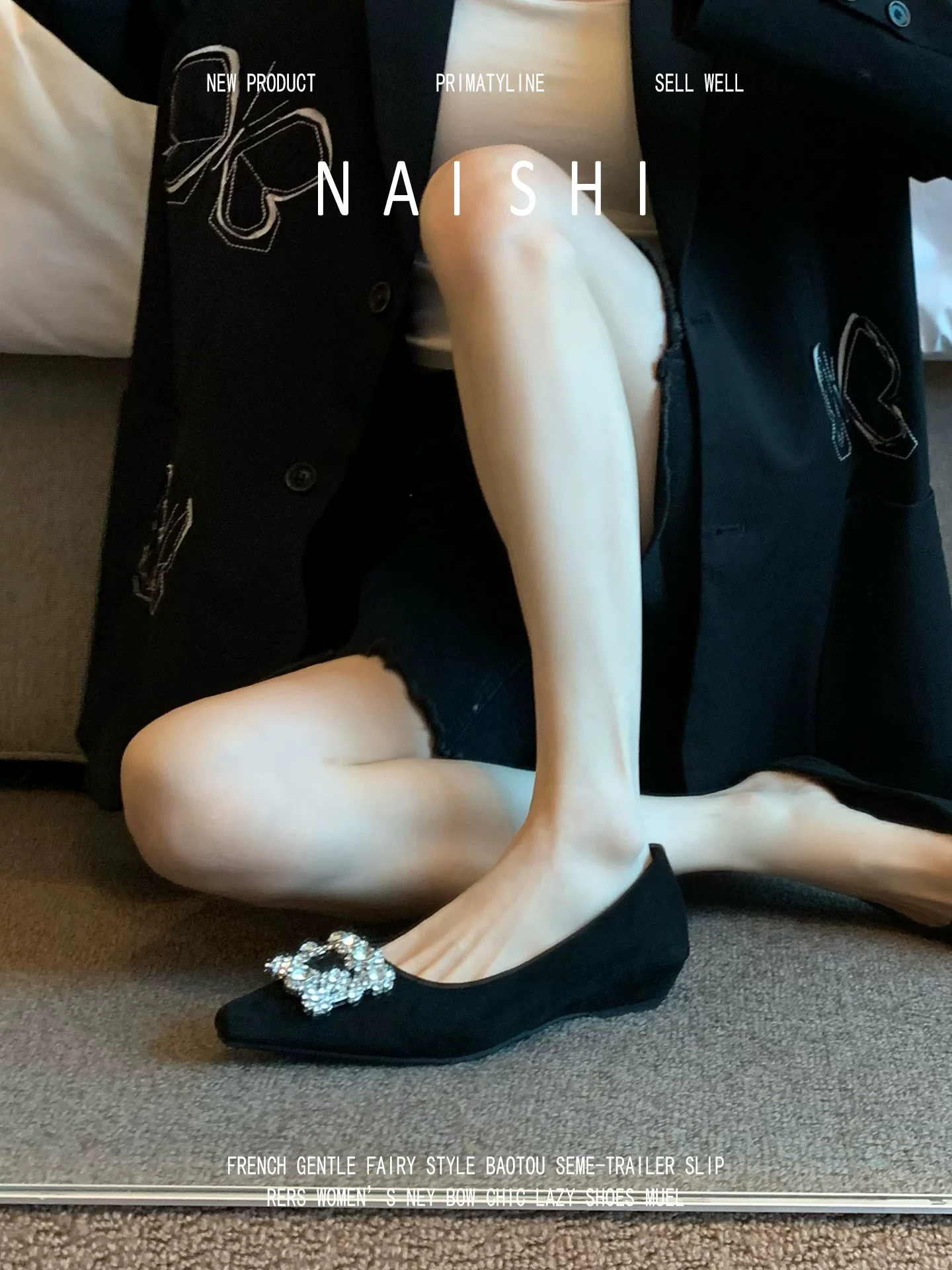 Phiên bản da cừu! Giày Mary Jane kiểu Pháp có khóa vuông đính đá cho nữ, kiểu lười, gót cao, phối cùng váy, giày đi dự tiệc.