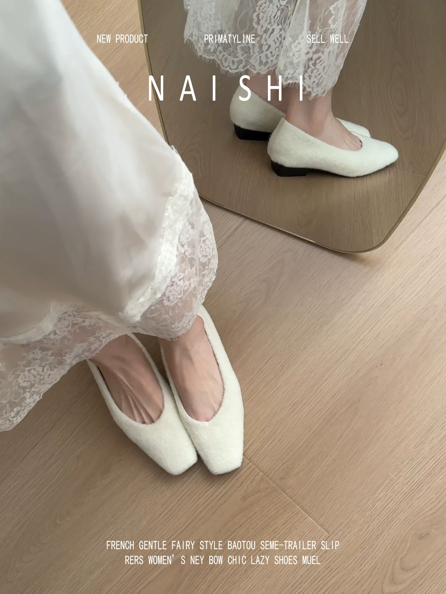 Phiên bản da cừu! Giày lông Mary Jane kiểu Pháp, giày lông đơn giản mũi vuông dành cho nữ, giày lười đế mềm lót lông cừu.