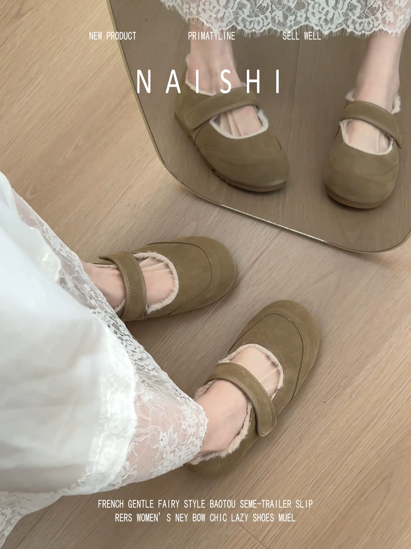 Phiên bản da cừu! Giày Birkenstock mũi tròn kiểu cổ điển có dây đeo Velcro, giày Mary Jane lông xù, giày cotton ấm áp mùa đông.